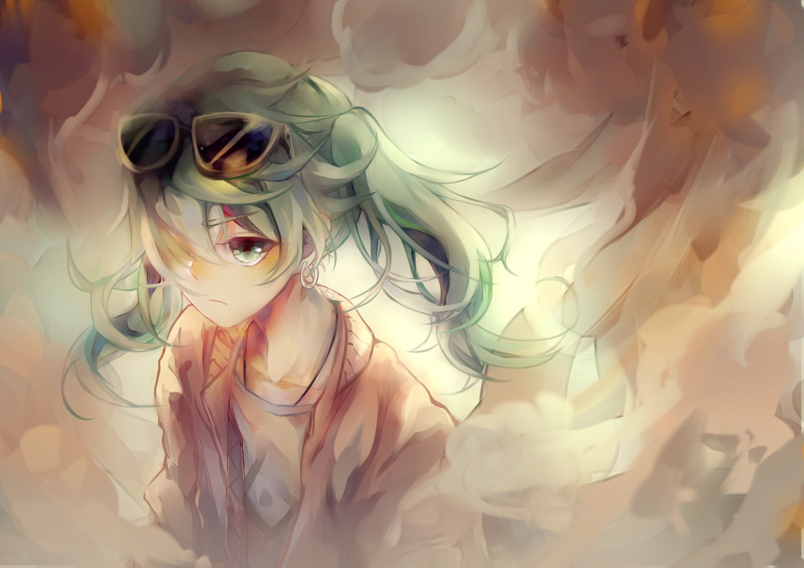 vocaloid, suna, 720P, (vocaloid), miku, 247282, wakusei, twintails, konachan, com, kitazan, eyes, hair, green, sunglasses, hatsune, HD Wallpaper