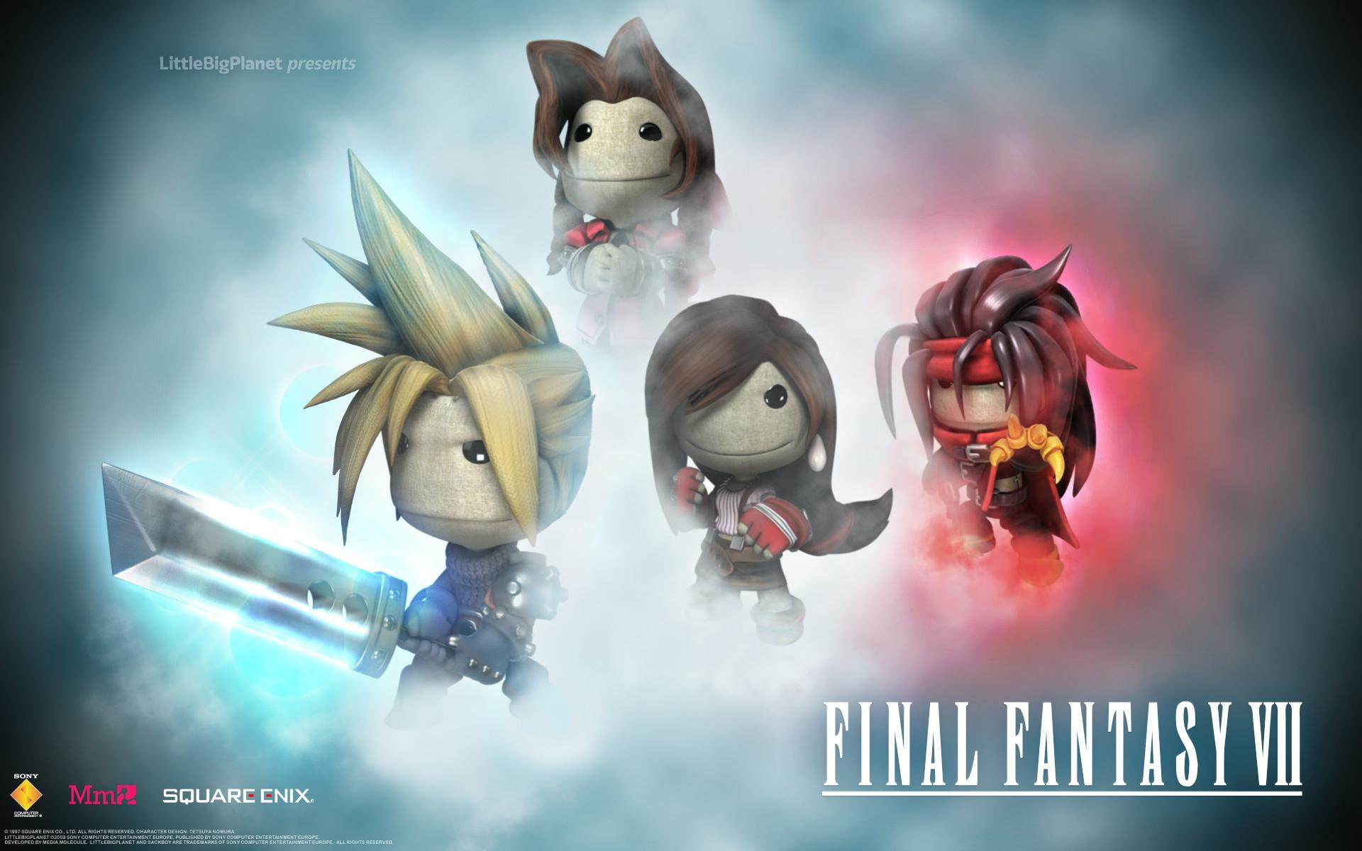 final fantasy, fantasy, games, aerith, little, little big planet, tifa, 1080P, cloud, dack boy, big, HD Wallpaper