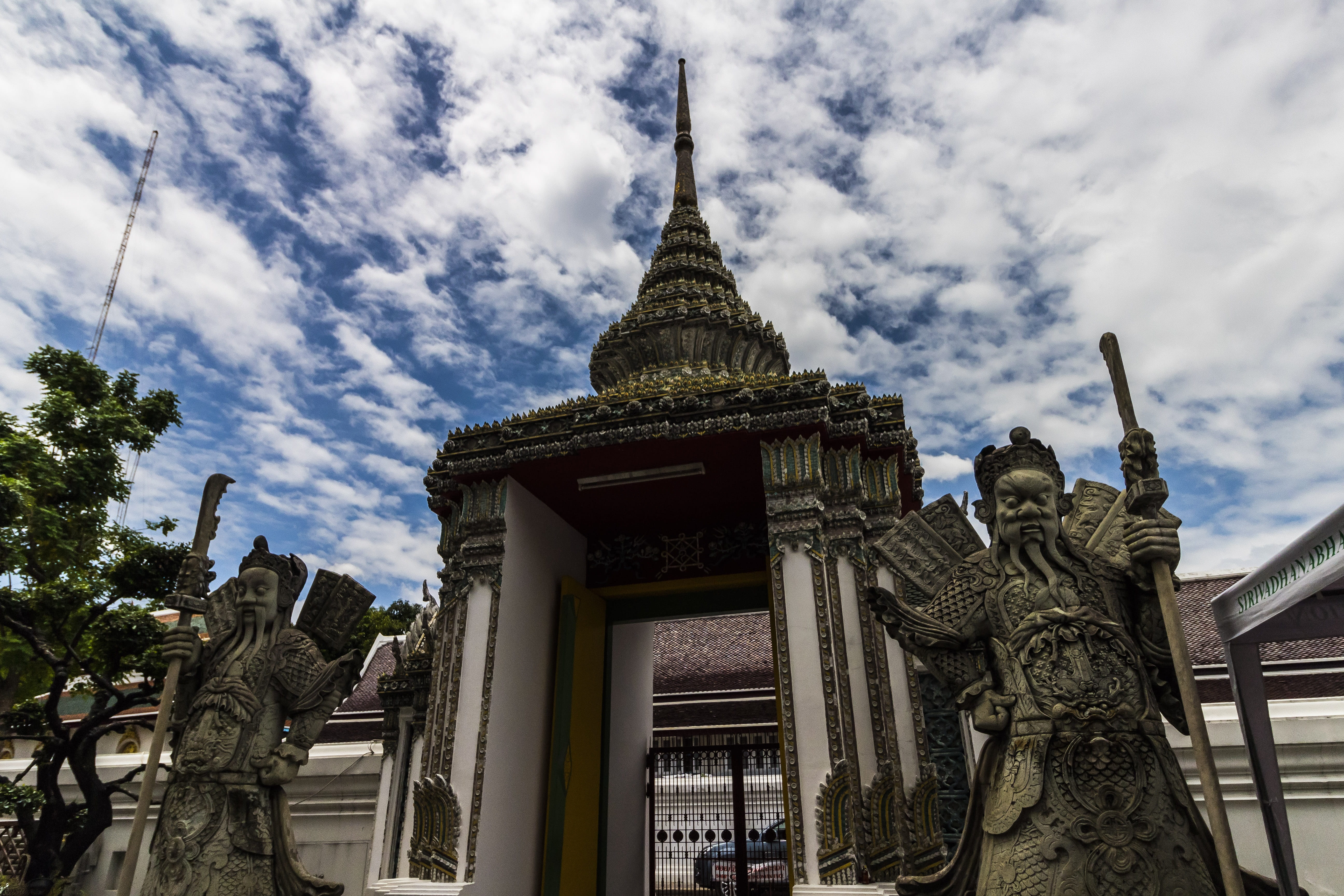 cloud - sky, architectural column, old, the past, place of worship, thailand, day, sky, human representation, architecture, outdoors, built structure, religion, HD Wallpaper