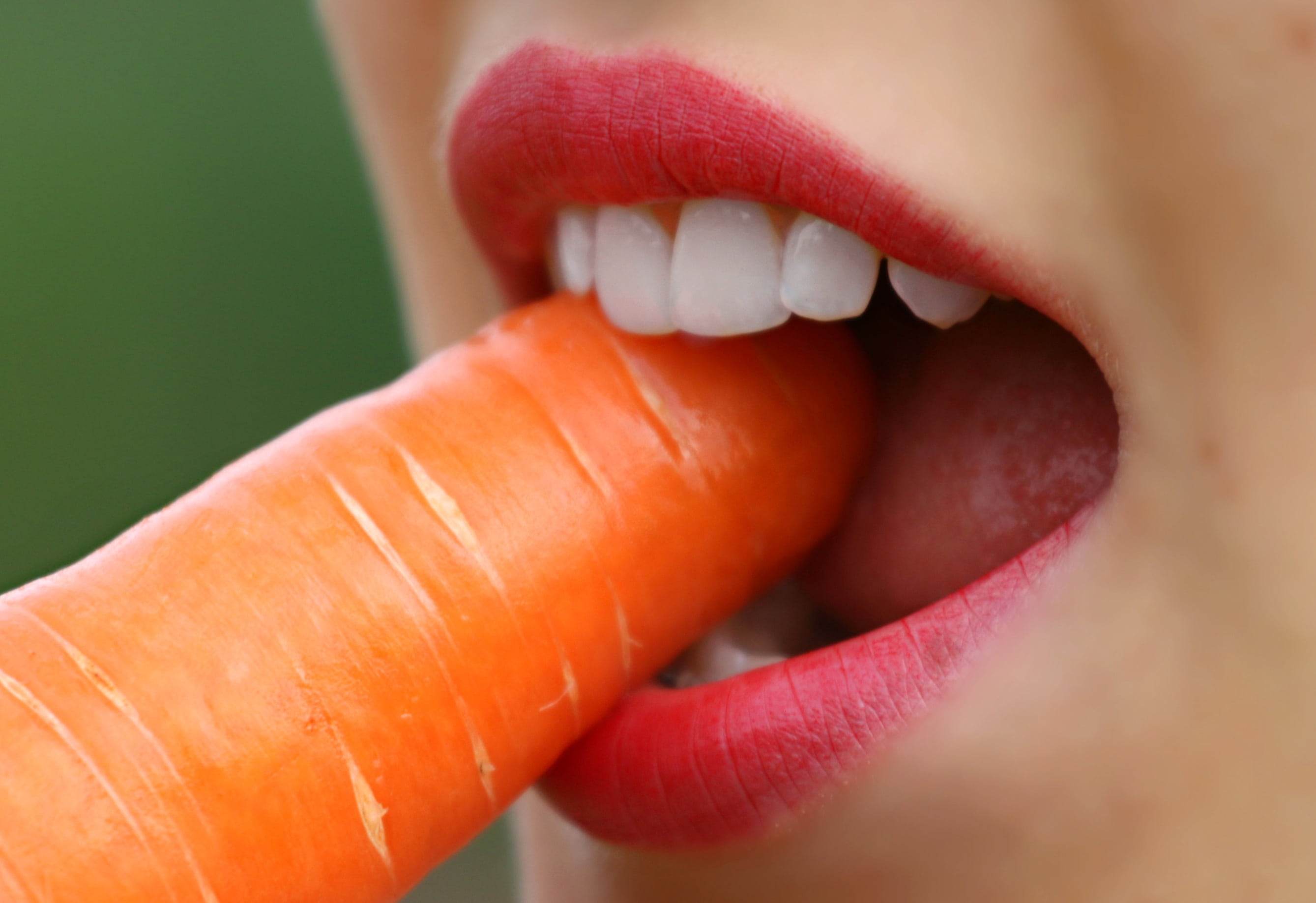 red, mouth open, adult, carrot, bites, one Person, human Face, food and drink, woman, make-up, lips, body part, caucasian Ethnicity, beauty, human teeth, HD Wallpaper