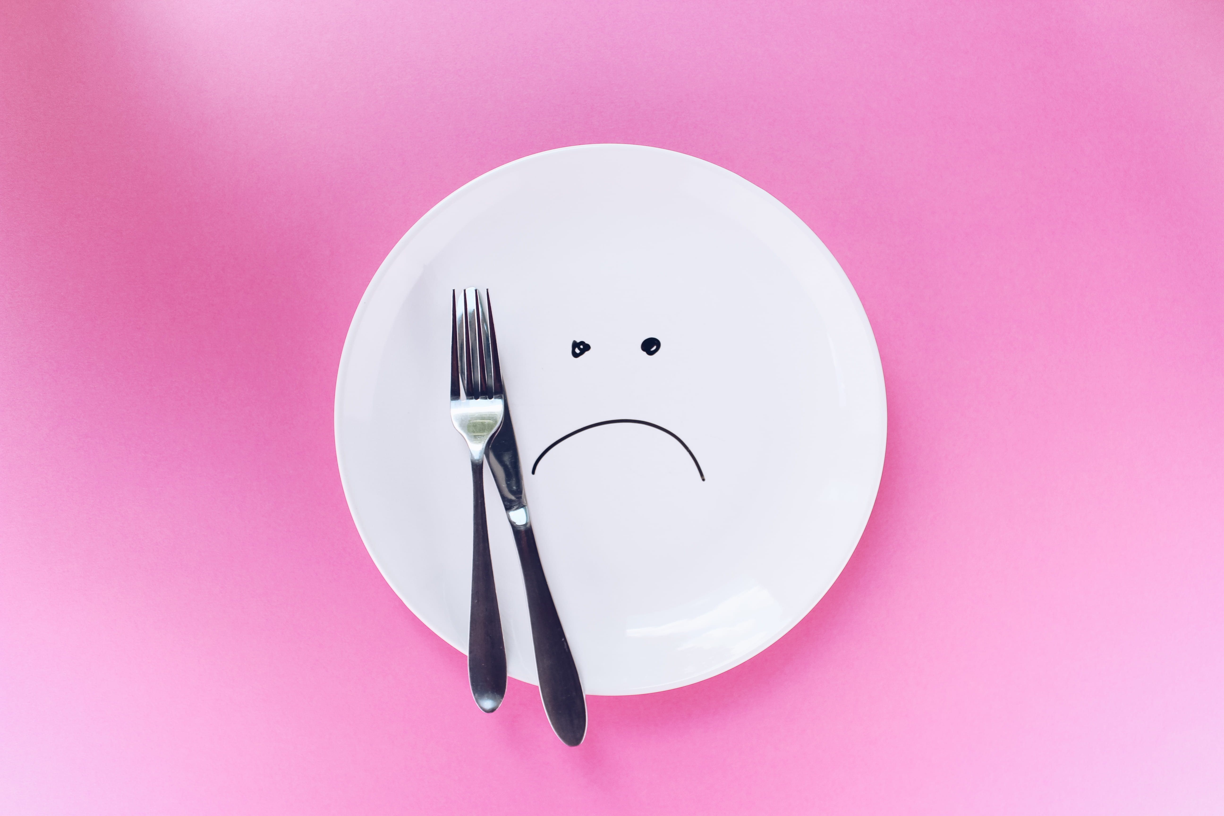 fork, kitchen Utensil, utensils, plant, single Object, hunger, loss, close-up, 5K, crockery, weight, space, sad, plate, silverware, frown, pink, shiny, HD Wallpaper