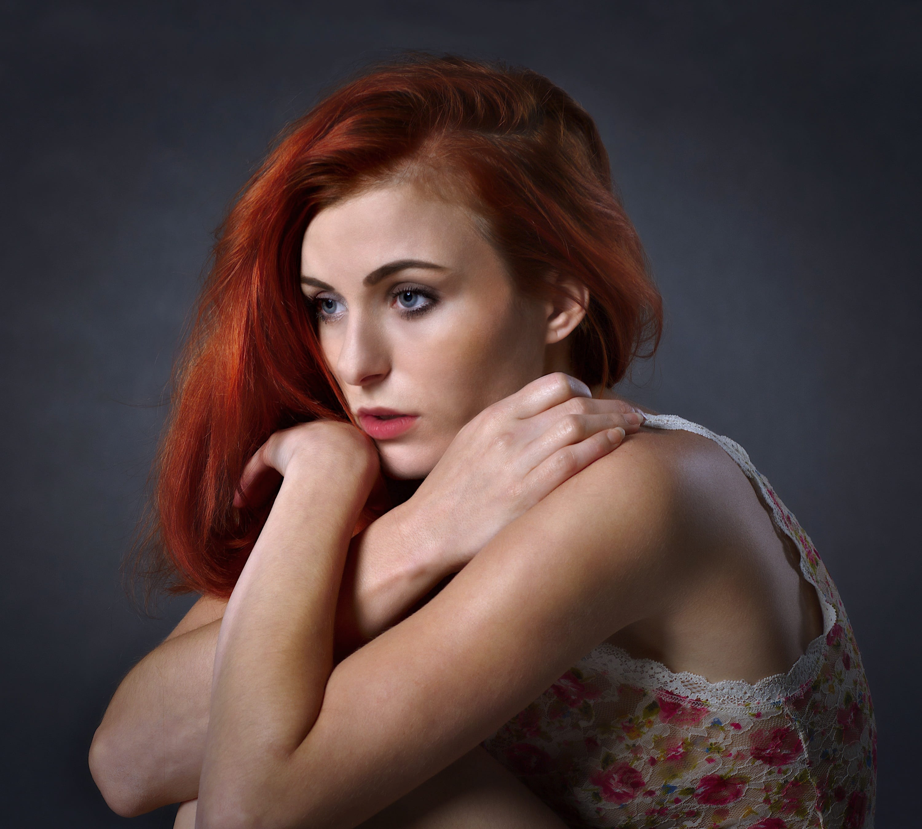 one person, young, depression, beauty, studio shot, adult, nostalgia, issue, beautiful woman, contemplation, woman, hairstyle, dimple psychic, melancholia, HD Wallpaper
