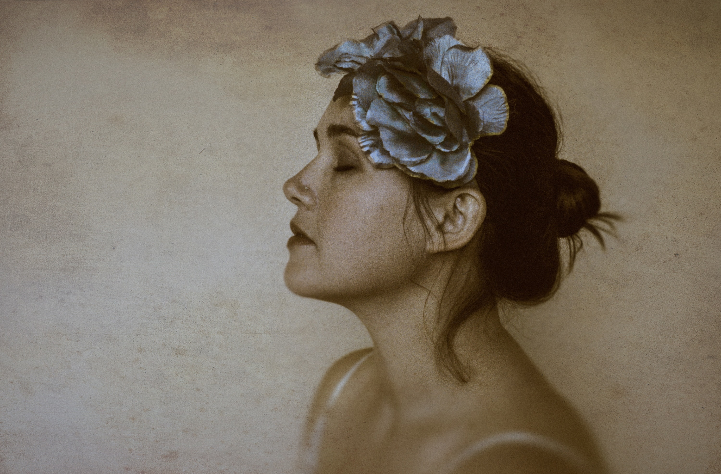 love, lotuscarroll, Texture, Side, Quiet, Face, human face, human hair, indoors, profile view, art and craft, turquoiseflower, human representation, longing, HD Wallpaper