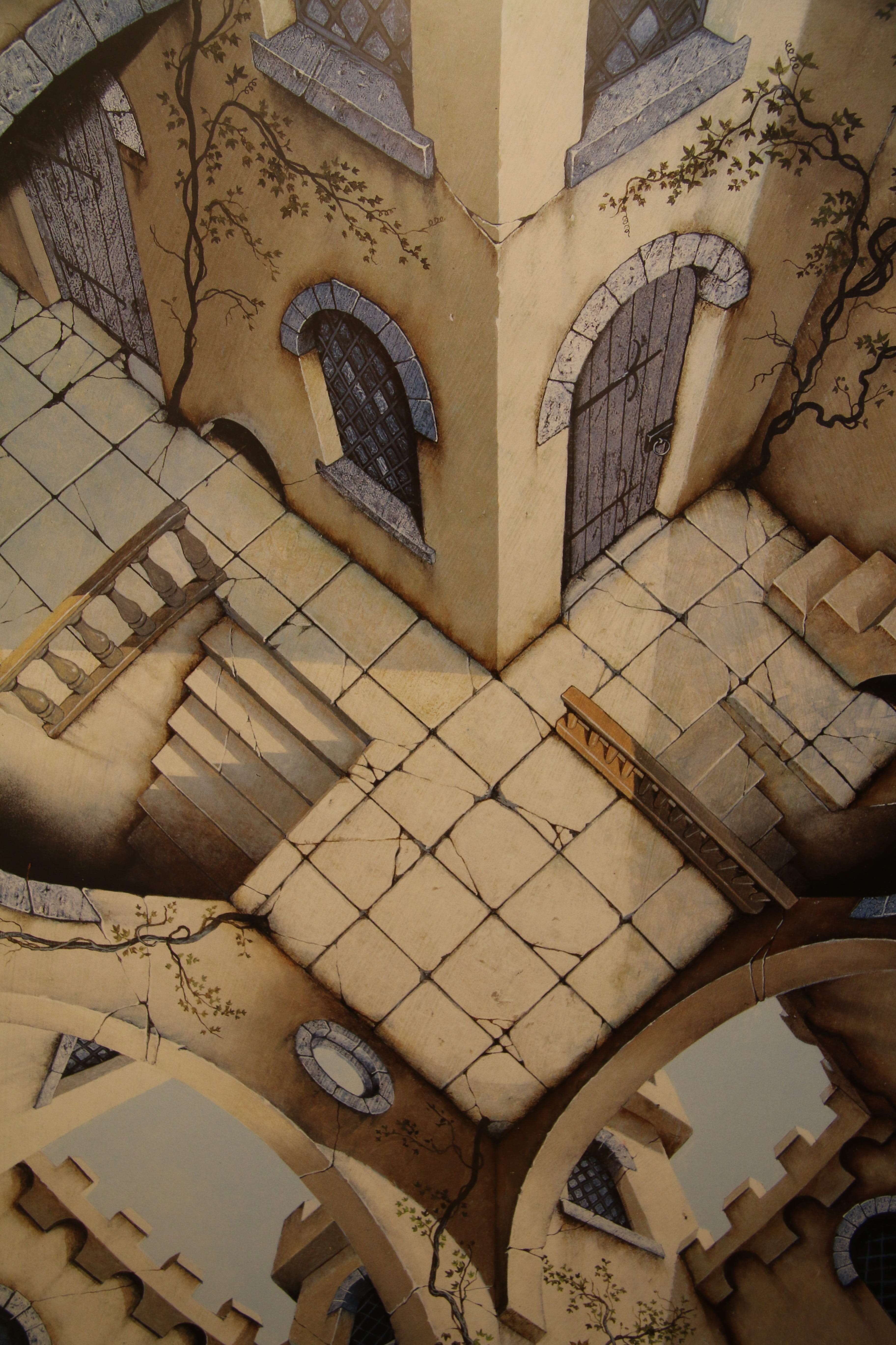 5K, castle, tile, wall, illusions, imagination, illusion, mirage, architecture, mural, low angle view, day, middle ages, no people, fallacy, the past, Phone HD Wallpaper