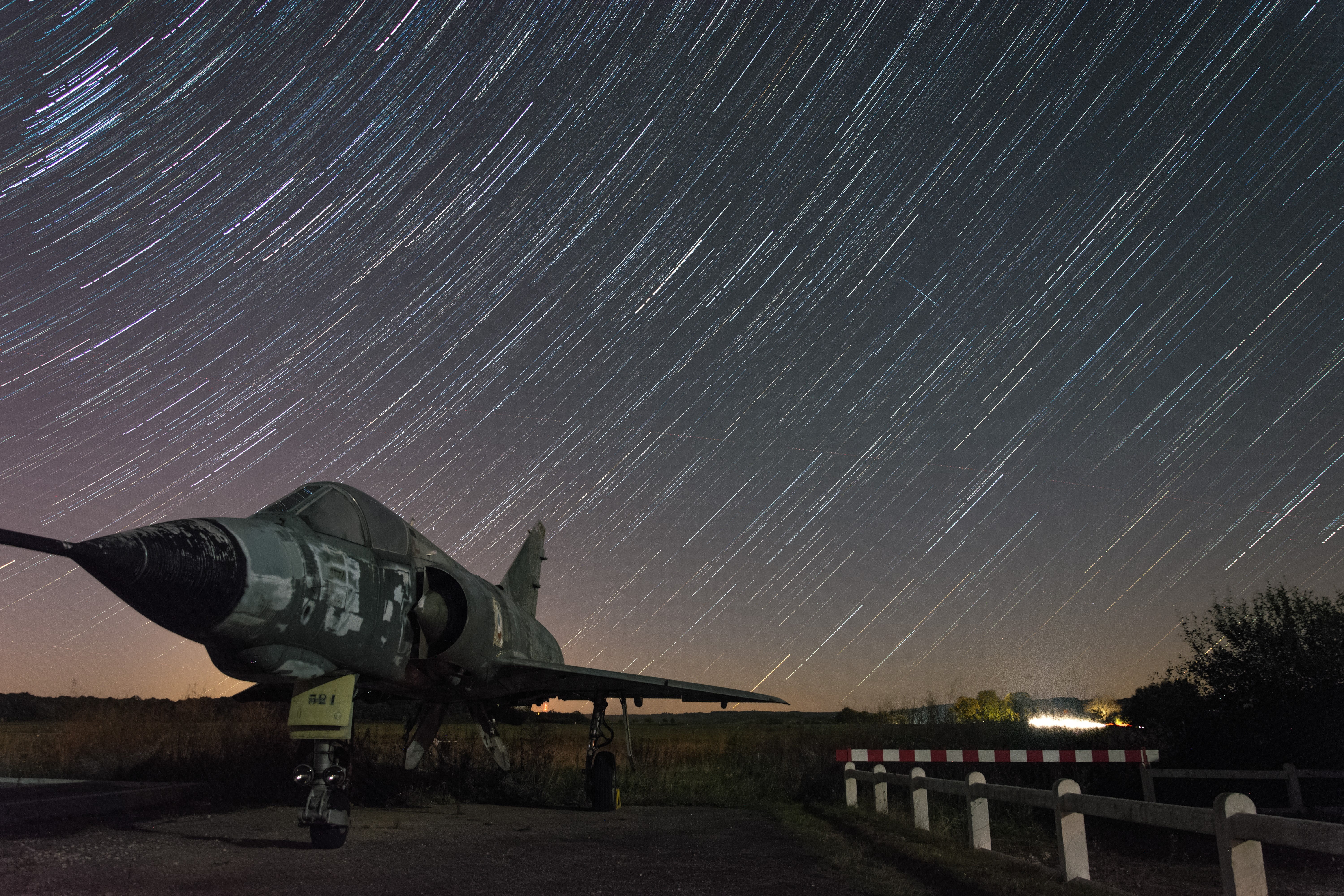 science, space and astronomy, star trail, star - space, Dassault Mirage 2000N, beauty in nature, 5K, scenics - nature, warplanes, star, sky, tranquility, HD Wallpaper