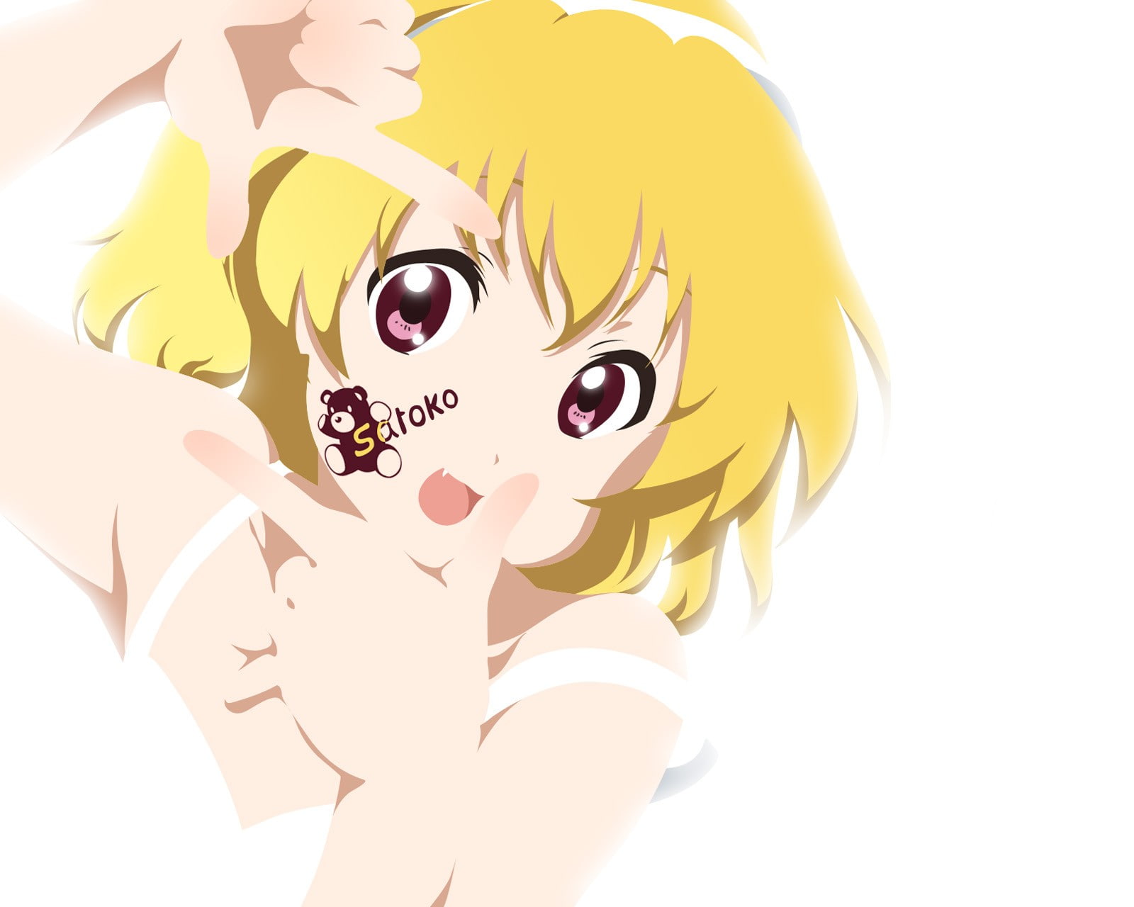 human hand, portrait, adult, 720P, body part, teenager, studio shot, women, yellow, representation, Higurashi No Naku Koro Ni, mask, Houjou Satoko, females, HD Wallpaper