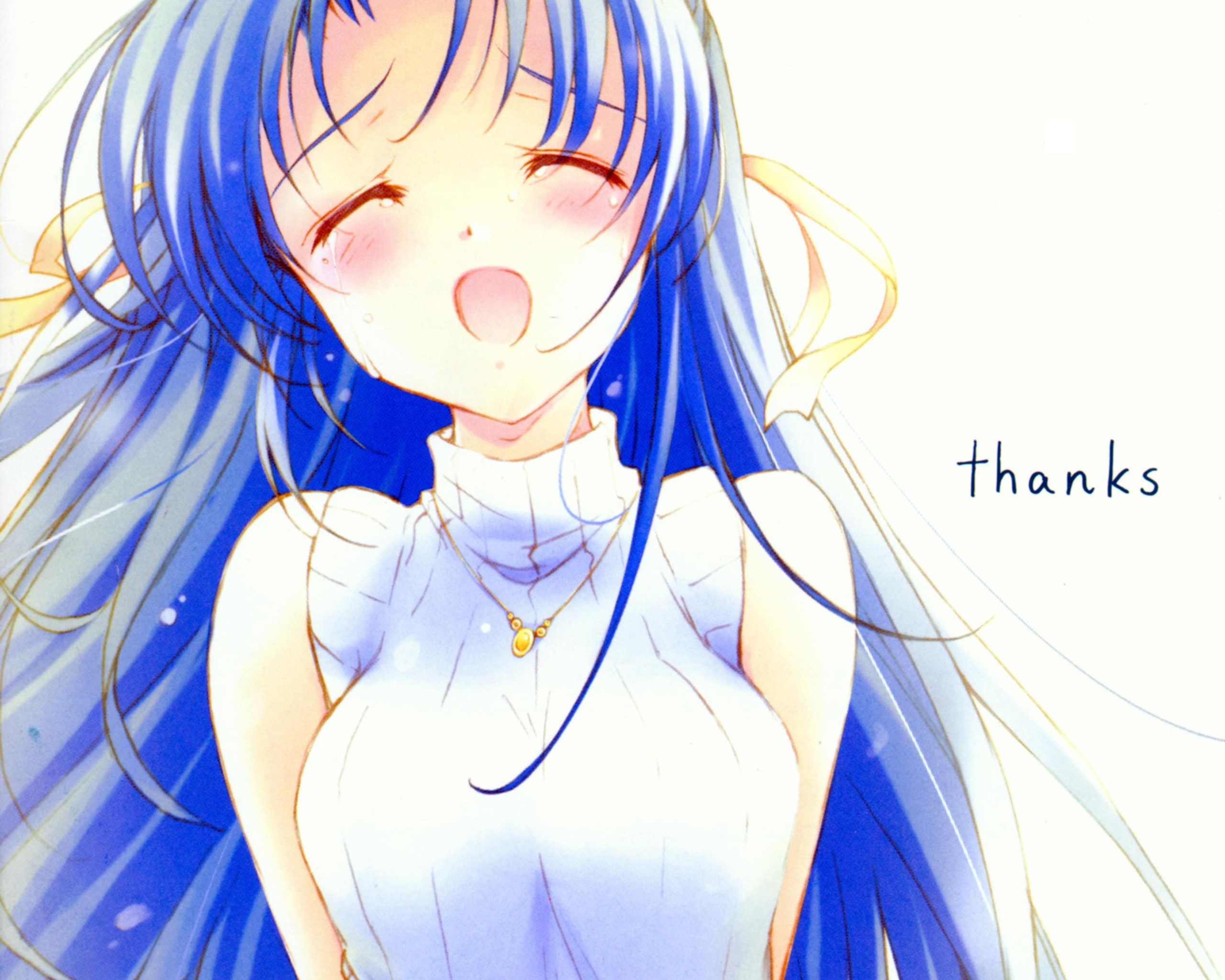 blue, girls, lifestyles, Sonozaki Shion, emotion, females, front view, anime girls, representation, real people, close-up, portrait, art and craft, childhood, HD Wallpaper