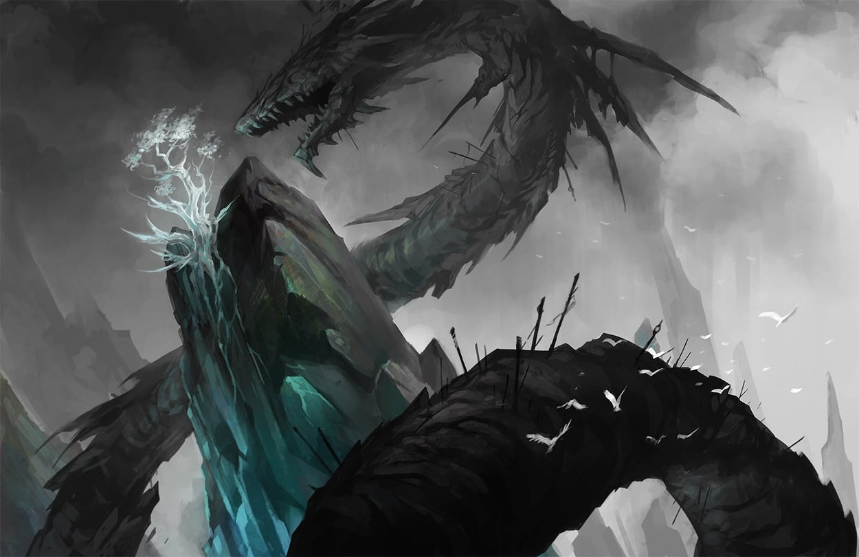 arrows, dragon, cloud - sky, event, black, holding, leisure activity, day, headshot, trees, 480P, sky, sandara, art and craft, animal wildlife, HD Wallpaper
