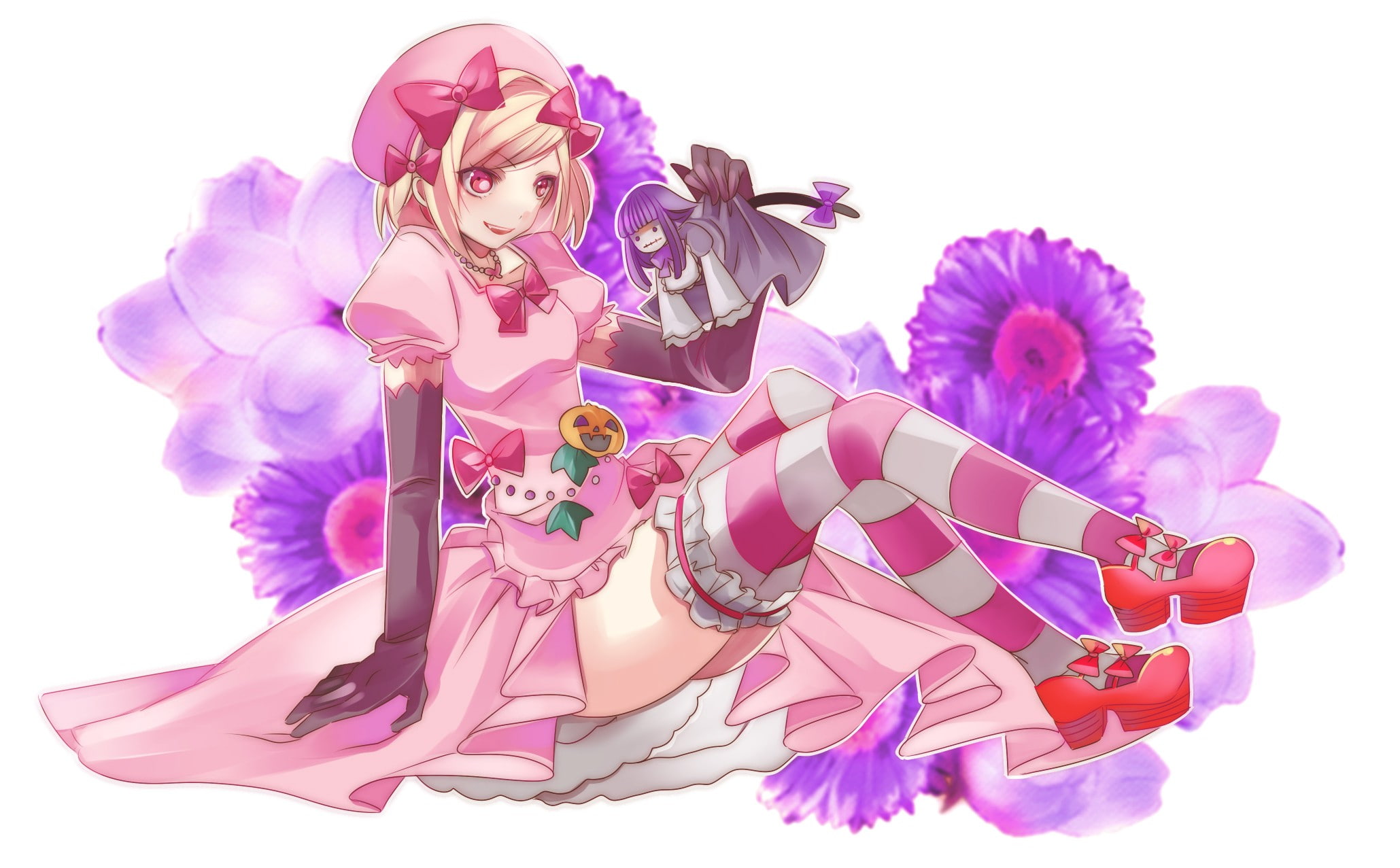koro, legwear, striped, witches, umineko, 1080P, naku, lambdadelta, frederica, bernkastel, HD Wallpaper