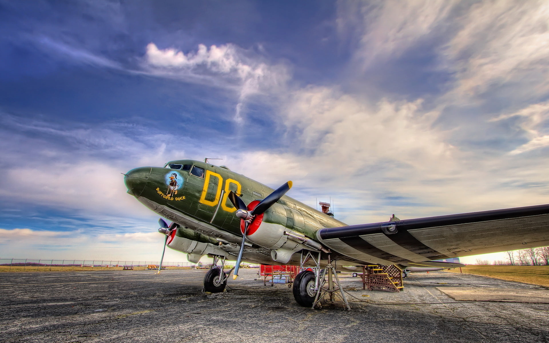 motion, flying, outdoors, travel, cloud - sky, no people, douglas, 1080P, airplane, landscape, c, propeller, nature, day, plane, aircraft, mode of transportation, HD Wallpaper