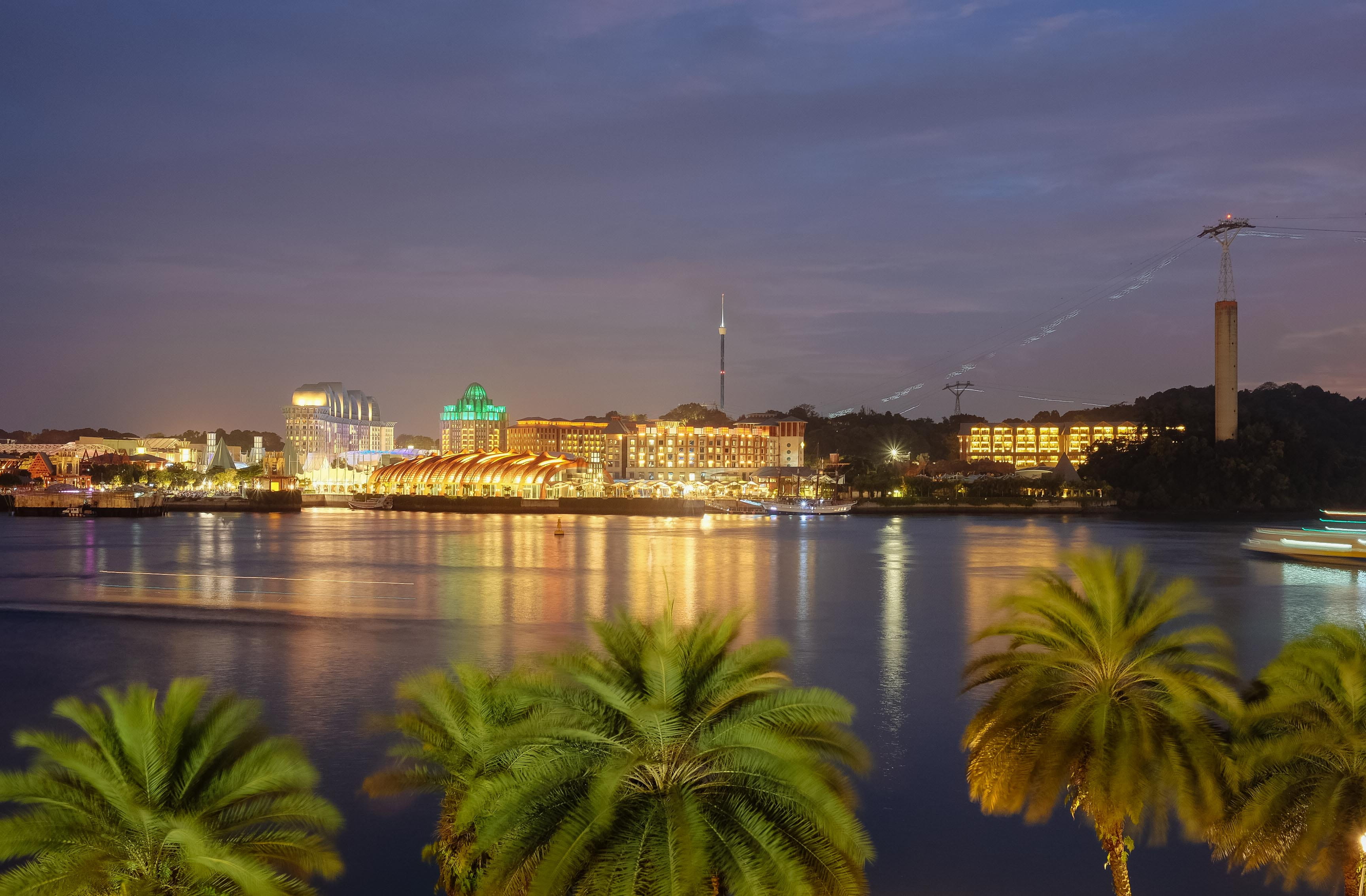 architecture, illuminated, built structure, tree, skyline, outdoors, office building exterior, building, water, reflection, skyscraper, harbor, waterfront, HD Wallpaper