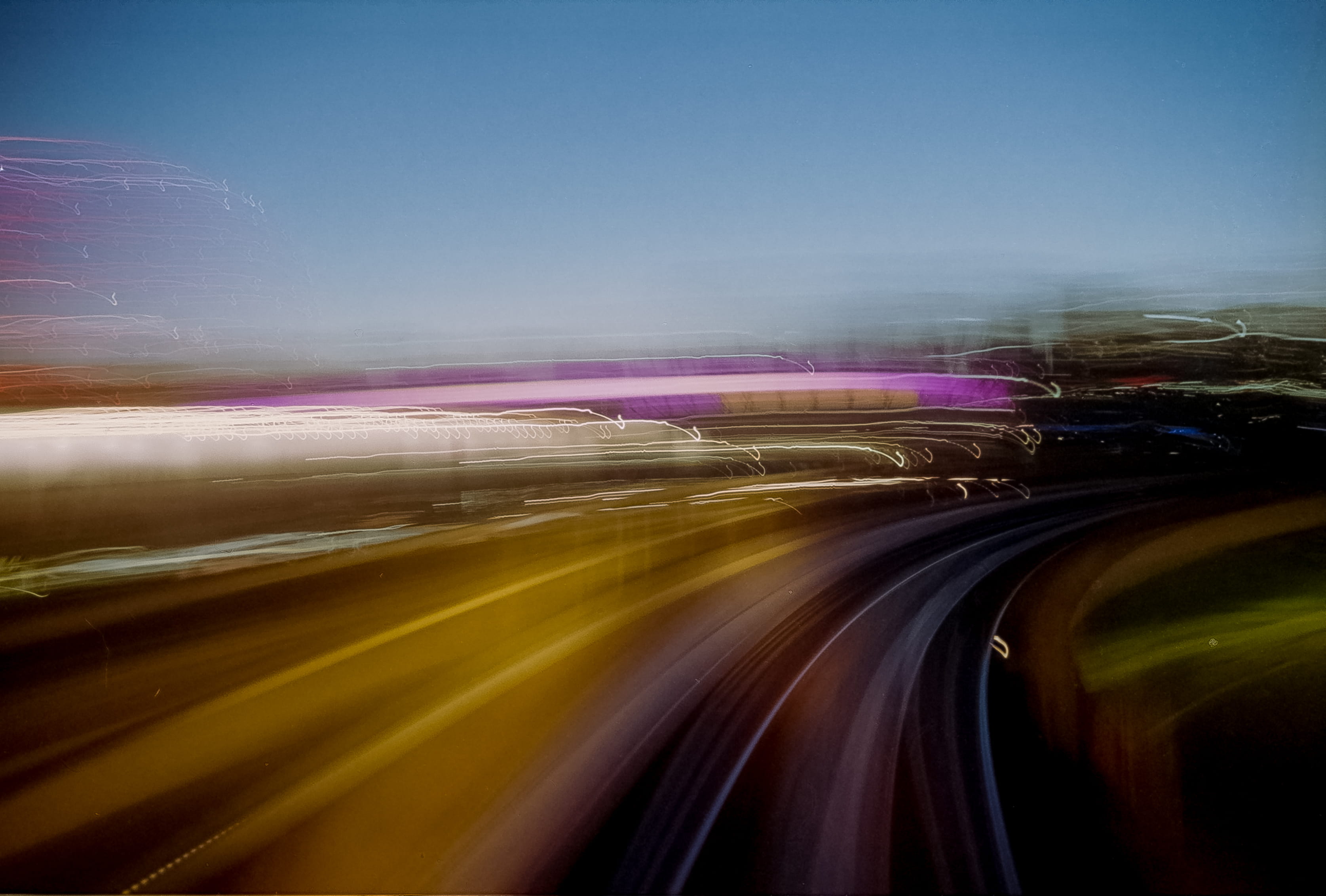 intoxicated, illuminated, train, multi colored, skytrain, multiple lane highway, nikon, blurred motion, no people, urban, outdoors, funemployment, road, HD Wallpaper