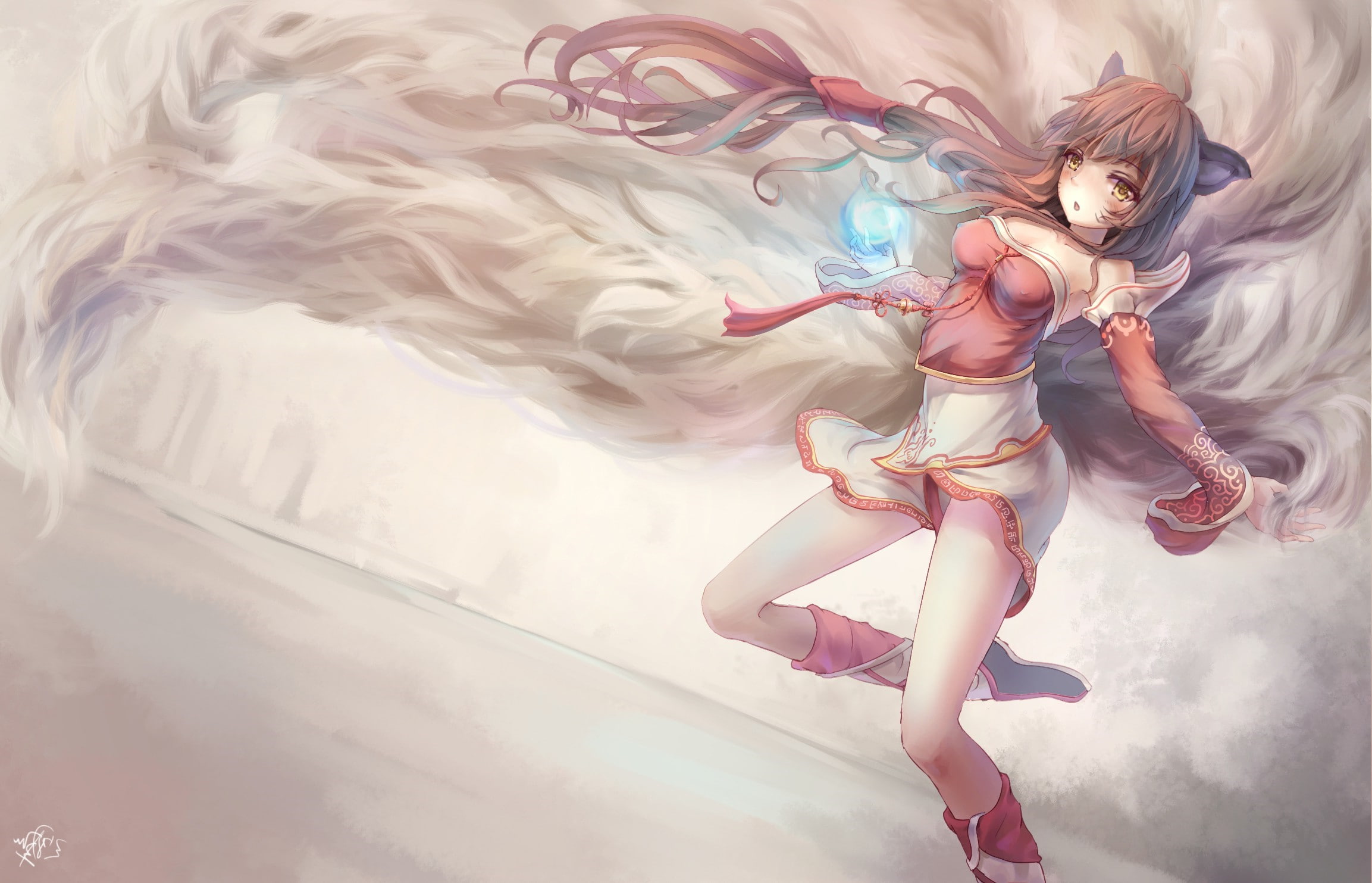 beautiful woman, hairstyle, indoors, long hair, ahri league of legends jay xu animal ears, lifestyles, one person, young adult, beauty, digital composite, HD Wallpaper