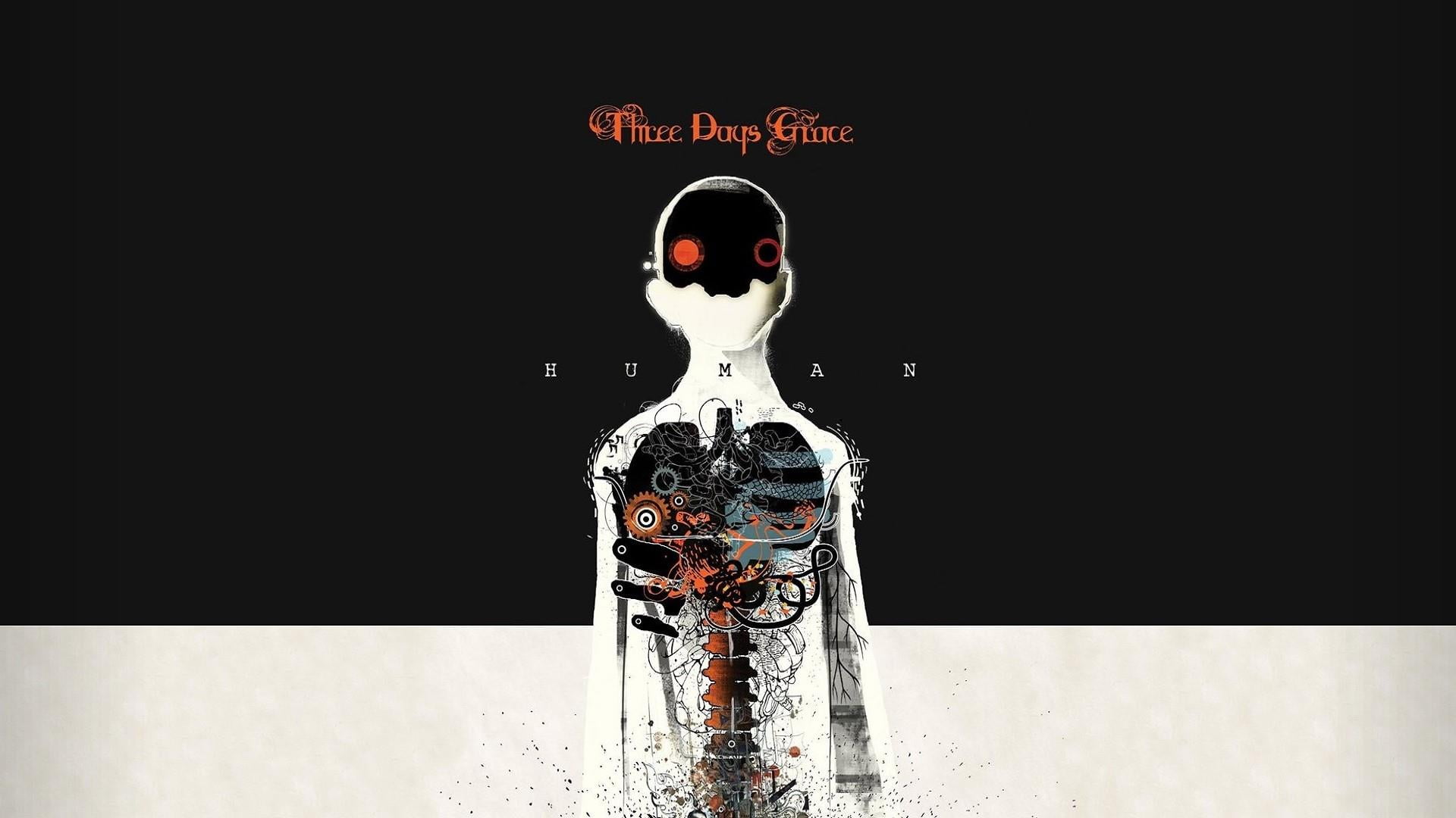 art and craft, red, human representation, western script, three days grace, male likeness, black background, no people, indoors, text, auto post production filter, HD Wallpaper