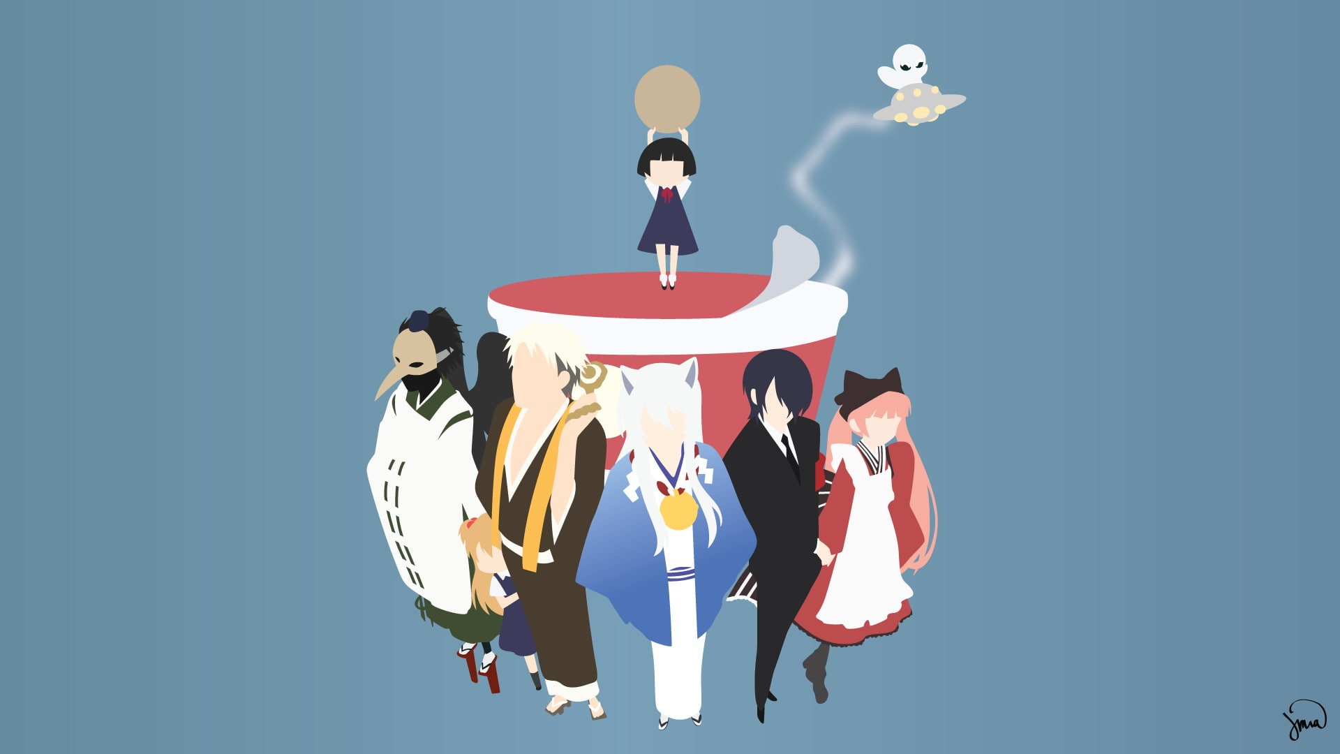 Inugami (Gugure! Kokkuri, Tama (Gugure! Kokkuri, Tengu (Gugure! Kokkuri, Kokkuri, San, Gugure! Kokkuri, 1080P, Ichimatsu Kohina, Shigaraki (Gugure! Kokkuri, HD Wallpaper
