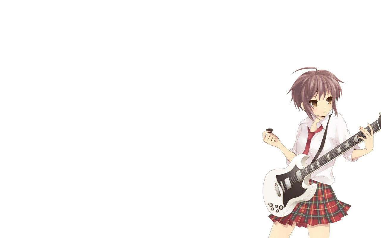 childhood, leisure activity, lifestyles, rock music, 720P, child, music, girls, three quarter length, anime, musical instrument, musician, electric guitar, HD Wallpaper