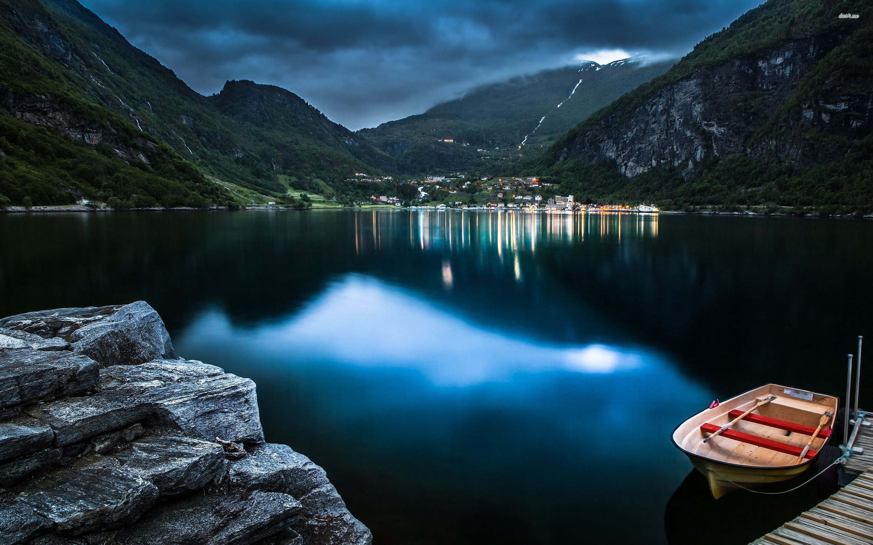 small, europe, town, the, Norway, lake, Geiranger, nature, 2K, 2880x1800, on, lakeside, HD Wallpaper