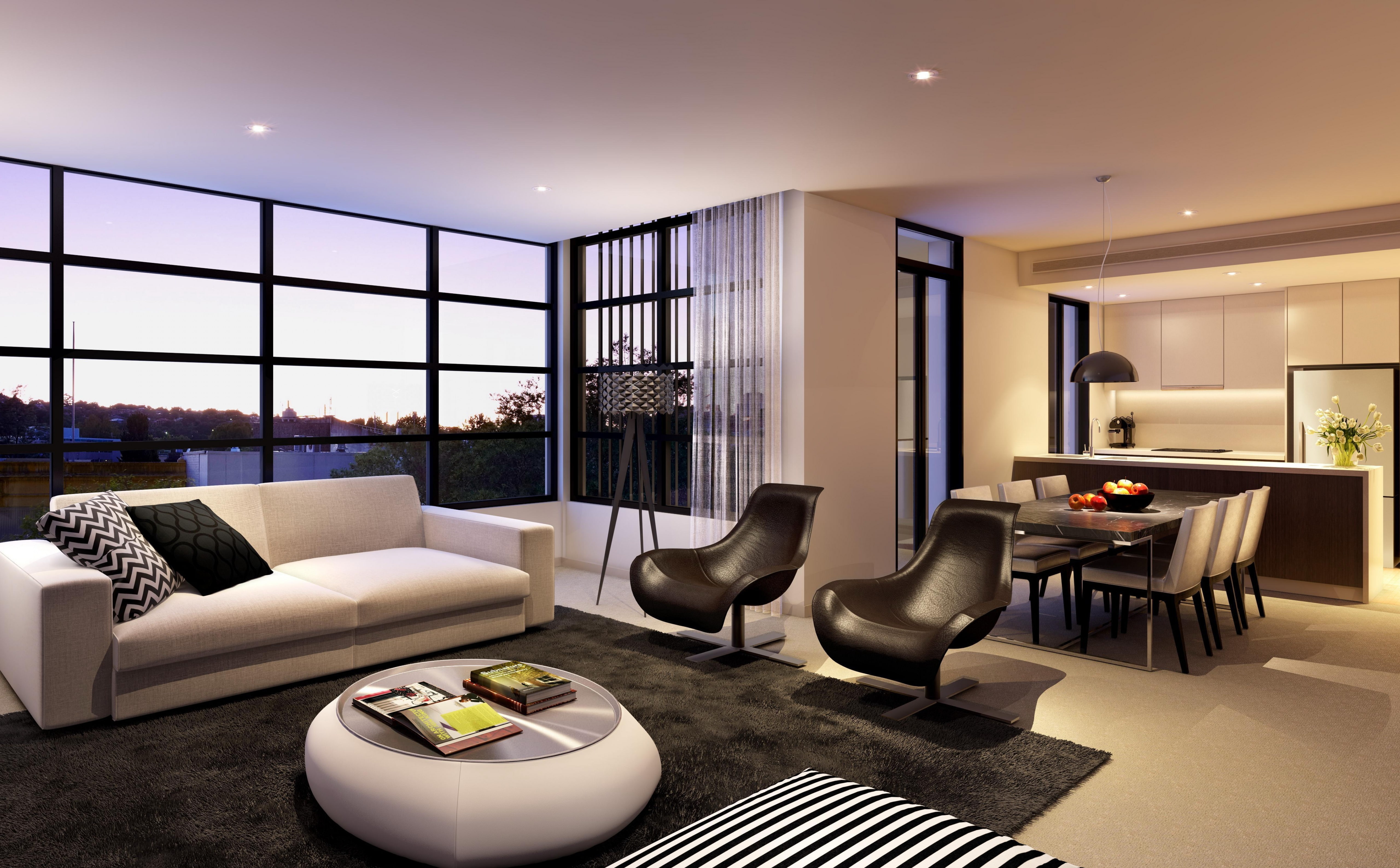 modern, 5K, room, hd, armchair, black, indoors, living, leather, design, wealth, chairs, seat, home showcase interior, domestic room, luxury, HD Wallpaper
