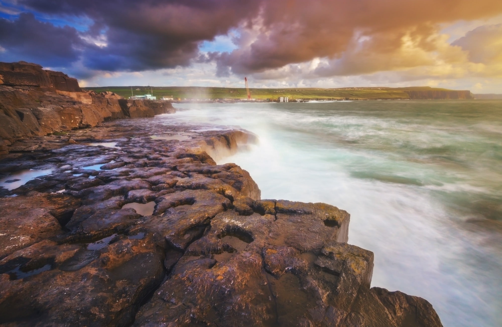 cloud - sky, 1080P, non-urban scene, solid, tse17mm, Dream, long exposure, land, scenics - nature, doolin, saturated, flowing water, spray, tranquility, HD Wallpaper