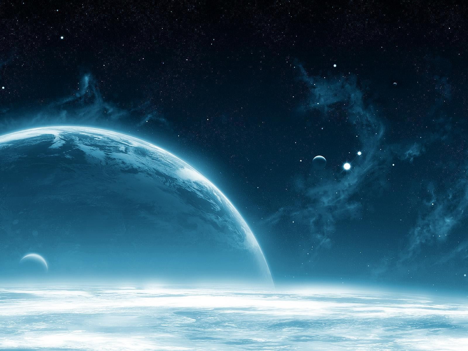 pool, sphere, sky, cloud - sky, space art, atmosphere, backgrounds, planet - space, digital art, glowing, lens flare, space, outdoors, night, abstract, HD Wallpaper