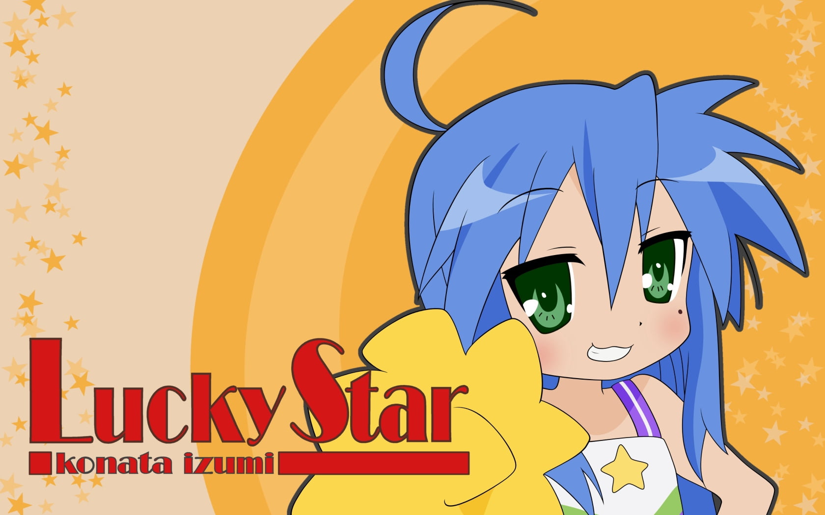 bob, outdoors, multi colored, close-up, lucky, girl, representation, text, wall - building feature, no people, konata, 720P, illustration, yellow, western script, HD Wallpaper