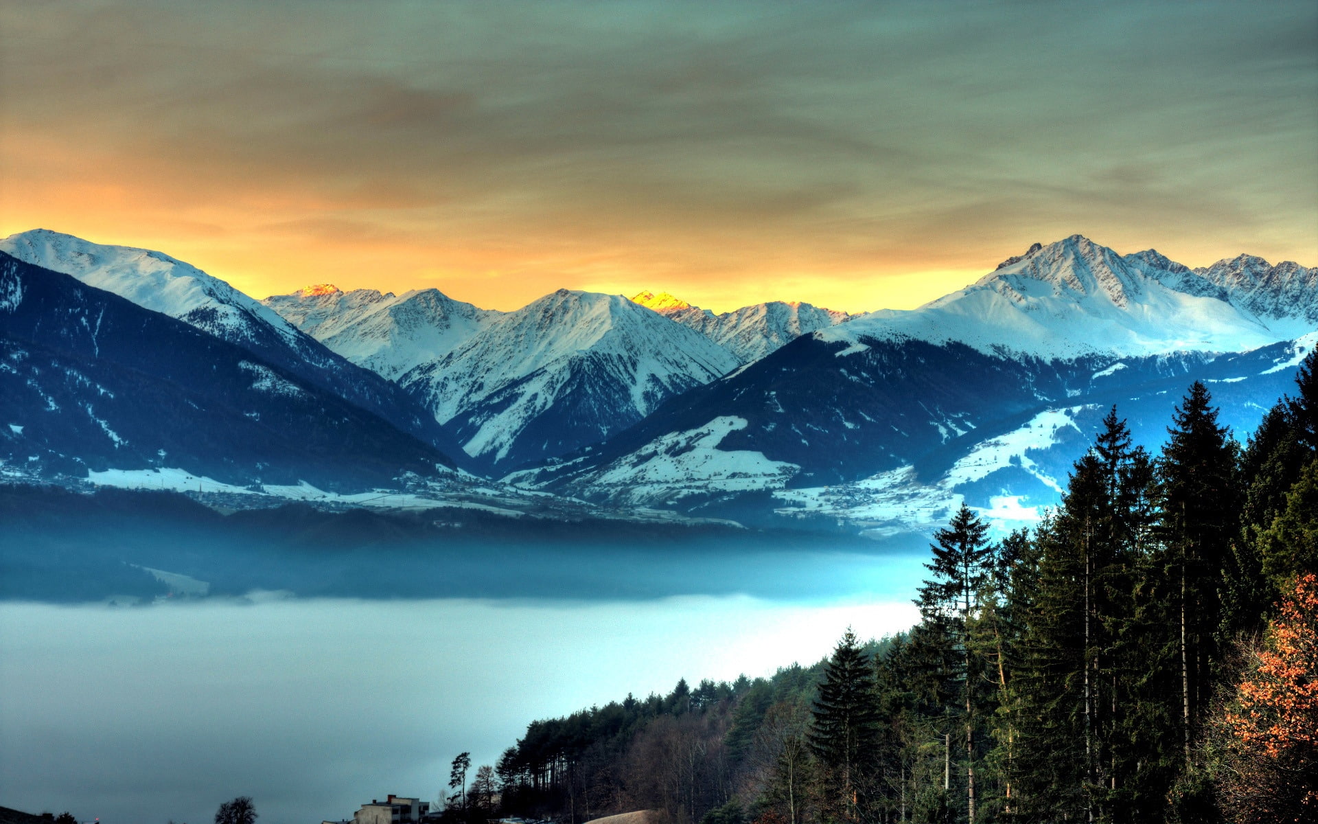 1080P, lake, forest, mountains, bliss, seven, HD Wallpaper
