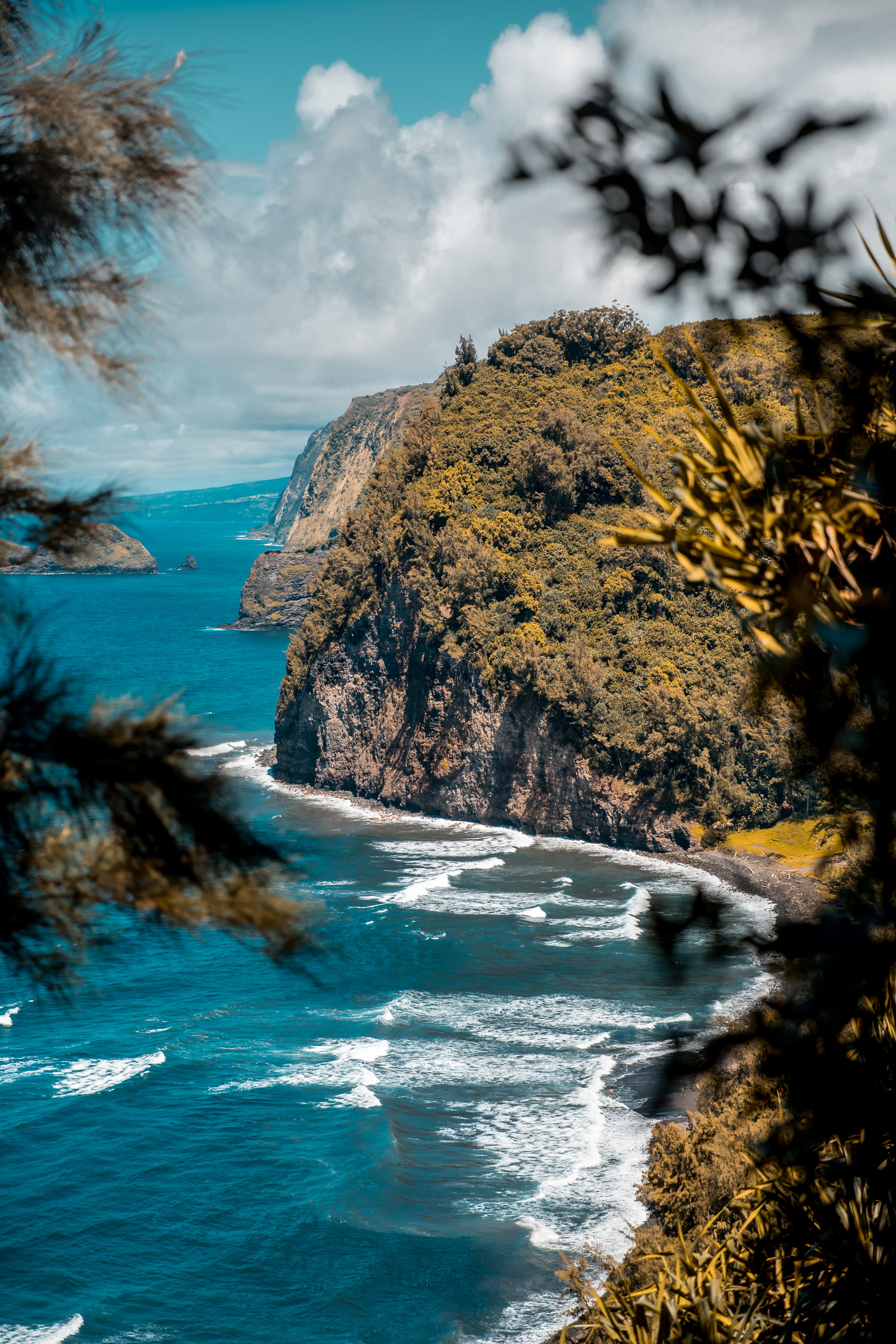 nature, beach, waters Edge, orange, blue water, sunlight, vacations, kona, california, island, hawaiian islands, water and beach, landscape, hike, summer, Phone HD Wallpaper