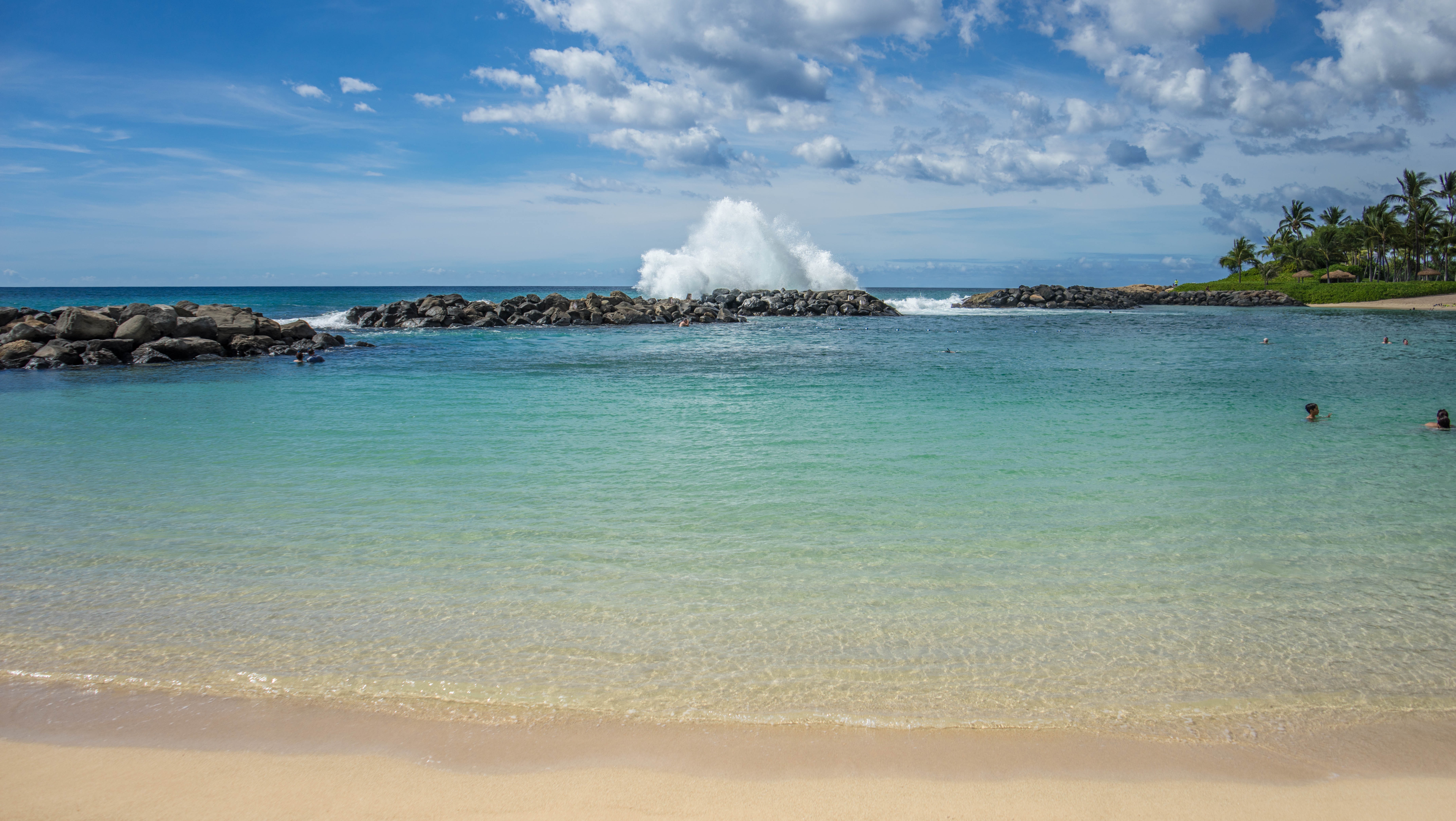 ocean, colorful, coast, lagoon, tranquil scene, beauty in nature, beach, power in nature, land, aqua, oahu, clouds, resort, horizon, outdoors, tourism, HD Wallpaper