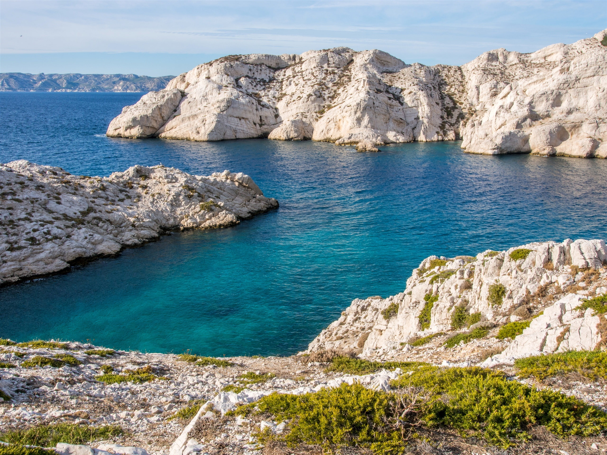 2K, Marseille, Blue, Coast, France, Stones, Sea, HD Wallpaper