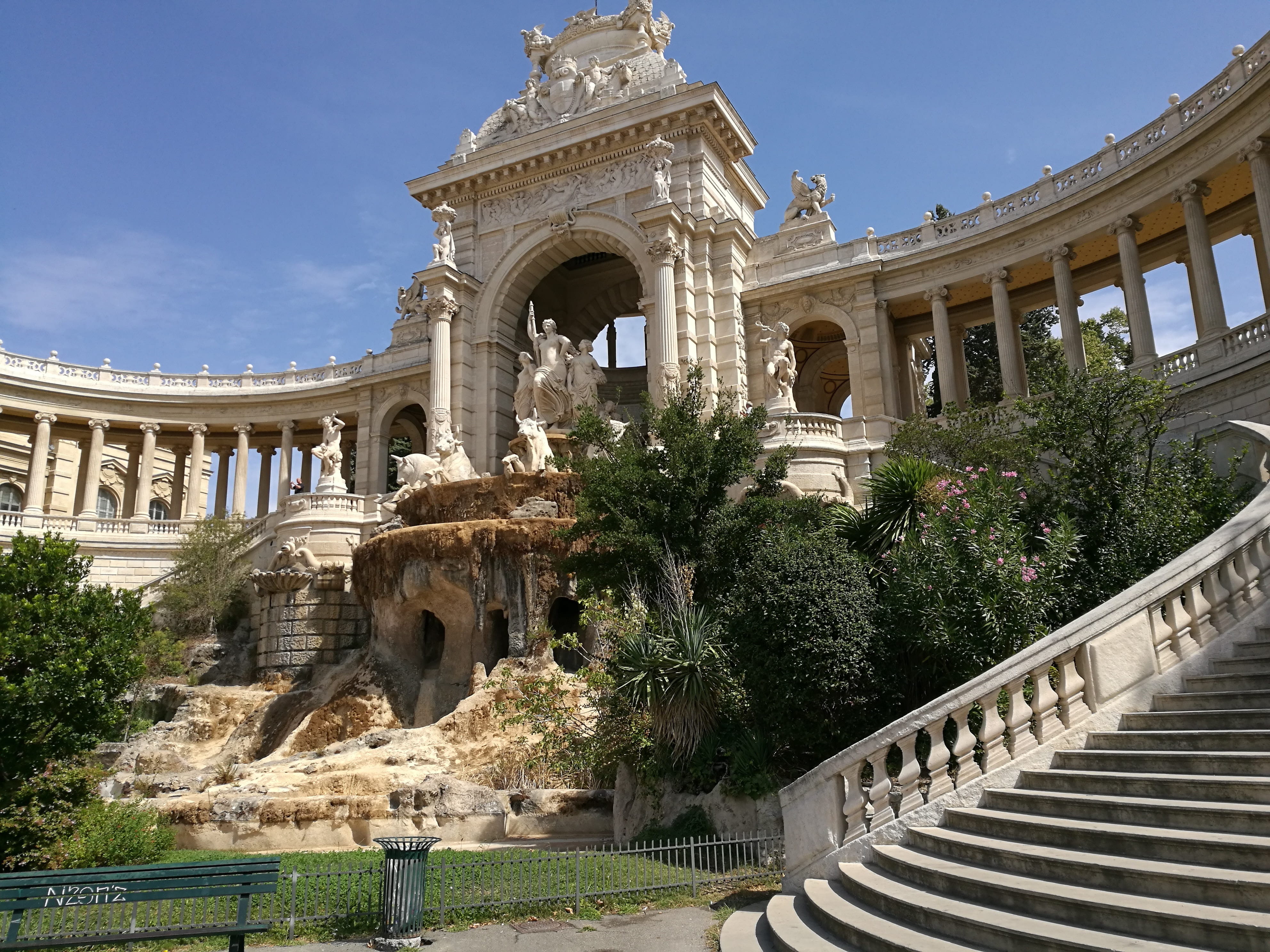plant, sky, building exterior, railing, arch, architectural column, built structure, architecture, marseille, tourism, ancient, travel, ruined, city, staircase, HD Wallpaper