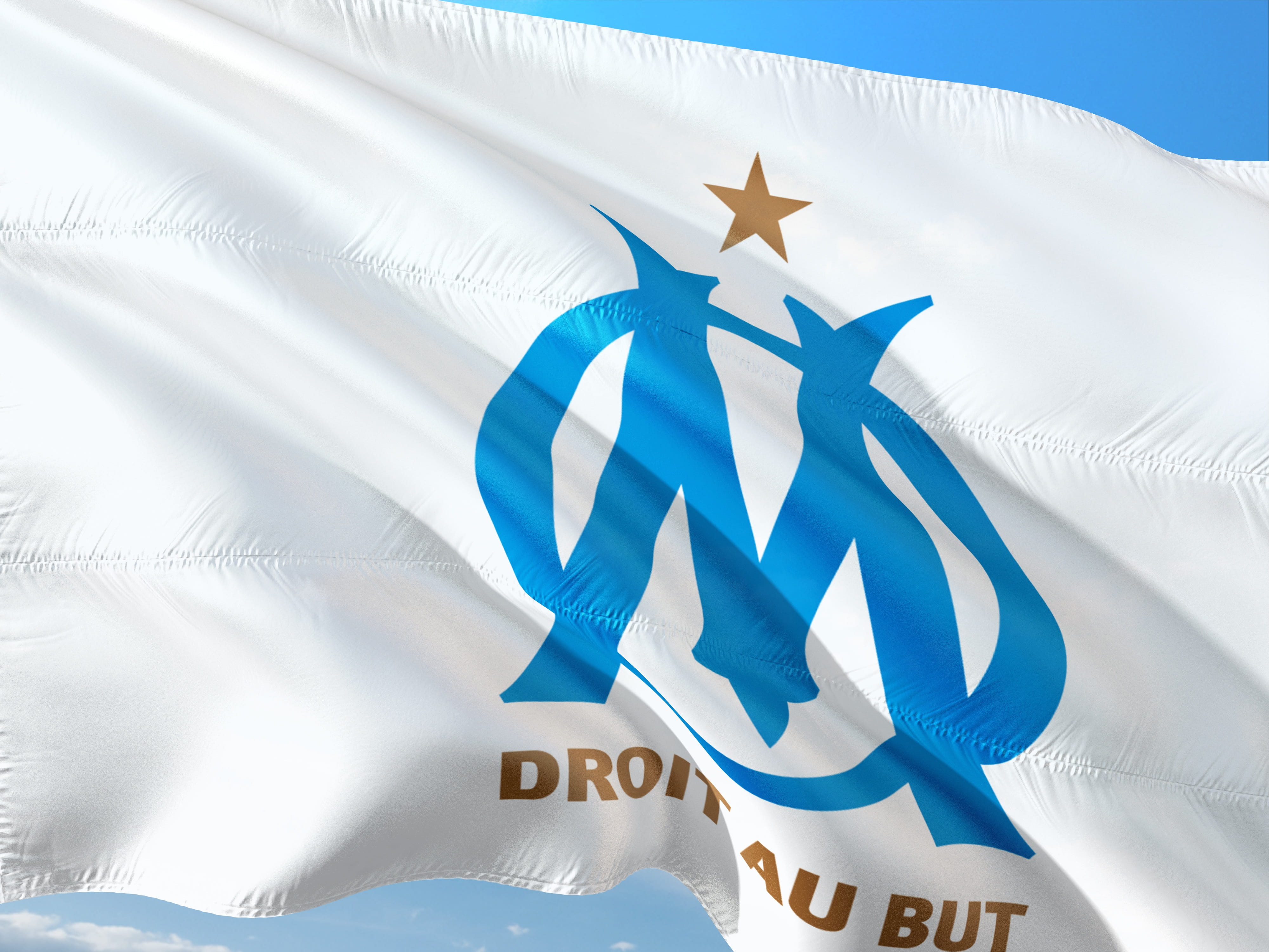 football, olympique marseille, close-up, nature, flag, freedom, international, business, economy, pattern, 4K, ligue 1, striped, france, white color, no people, HD Wallpaper