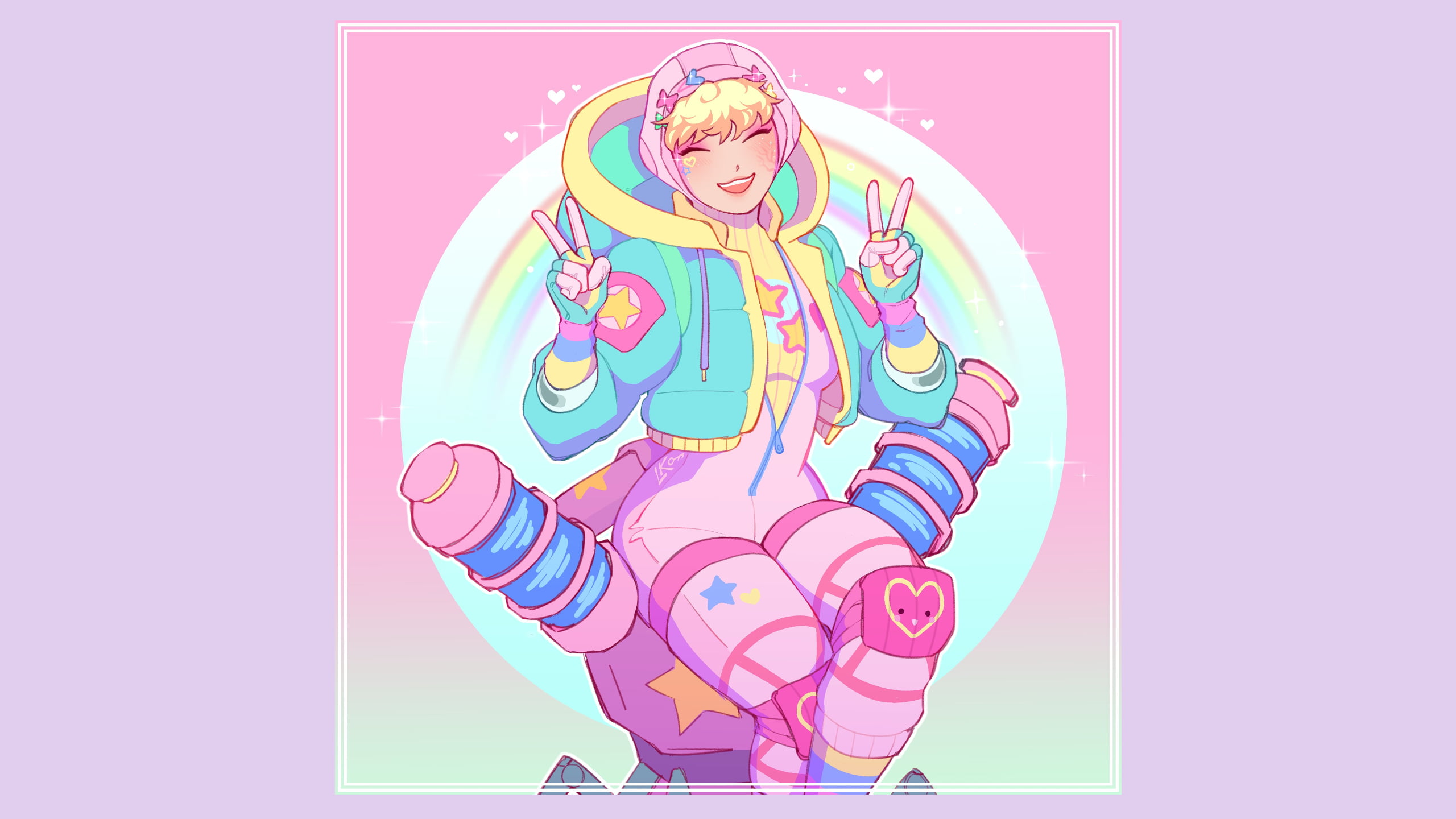 wattson(apex legends), smiling, 2K, blonde, anime, Apex Legends, HD Wallpaper