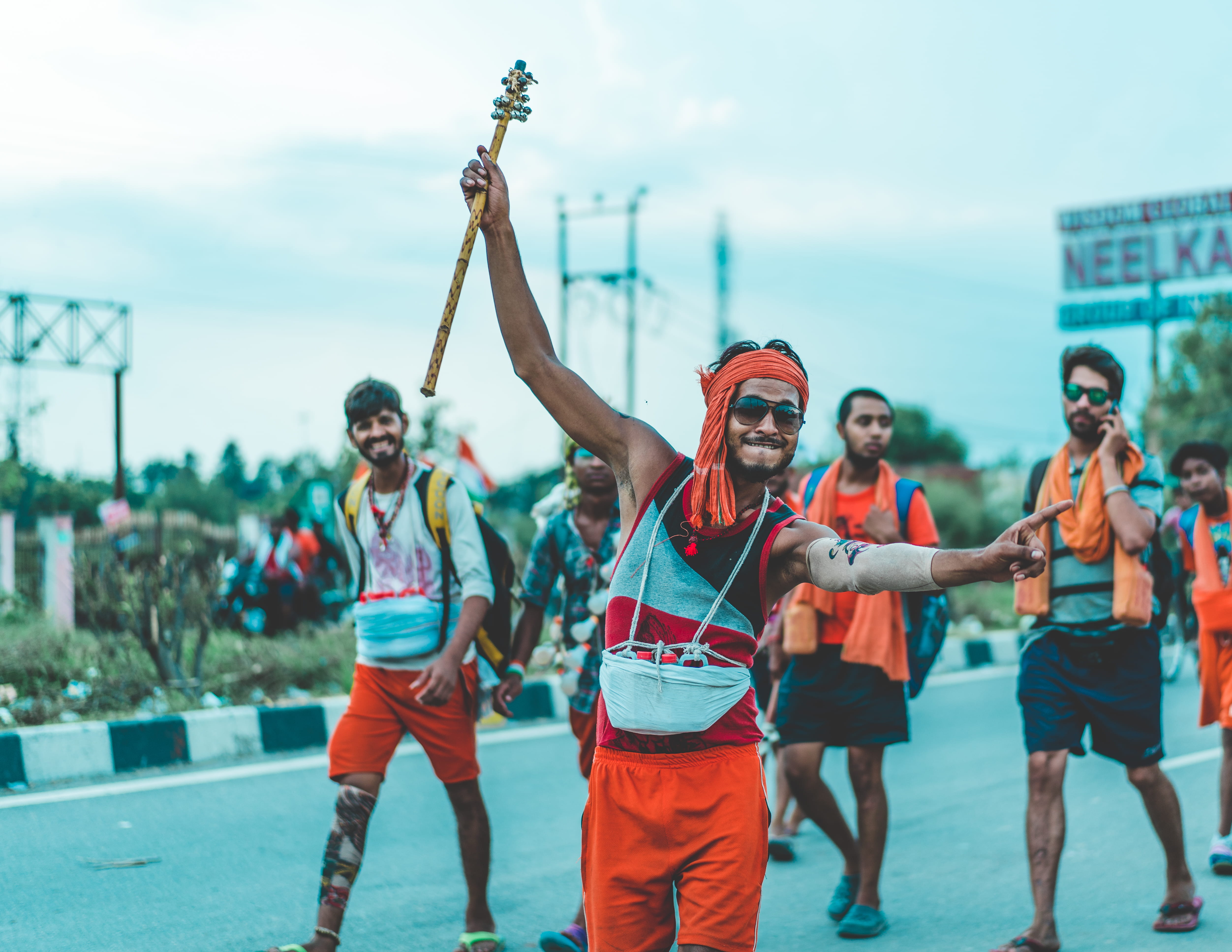 human arm, dancing, sky, siwaya-jamalullapur, bholenath, lifestyles, kanwar, happy, kanwaryatra, a2z colony, smiling, kavad, day, real people, meerut, emotion, HD Wallpaper