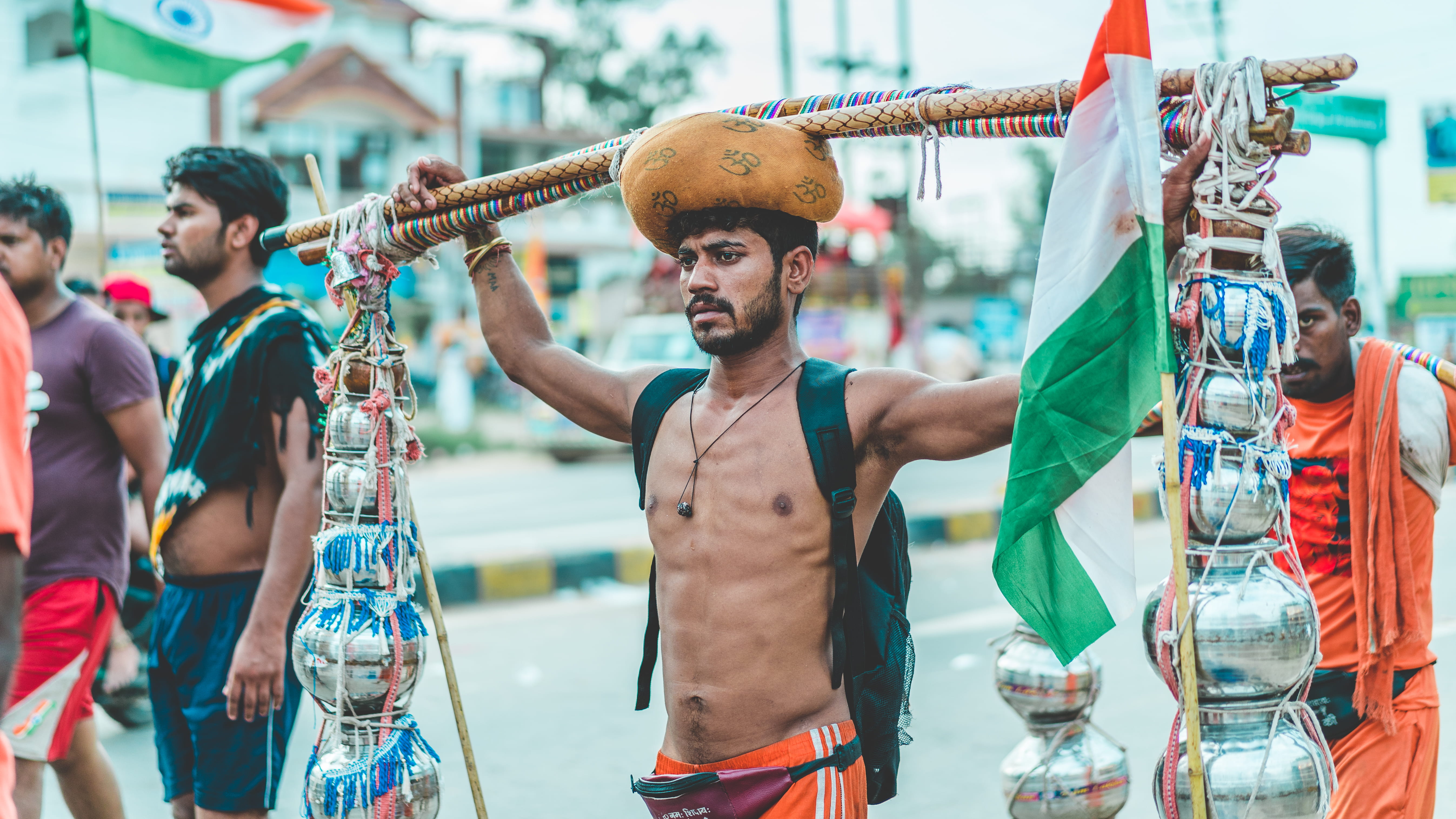 outdoors, kavadyatra, india, holding, young adult, people, lifestyles, day, religious, group of people, shivji, event, real people, celebration, kanwar, HD Wallpaper