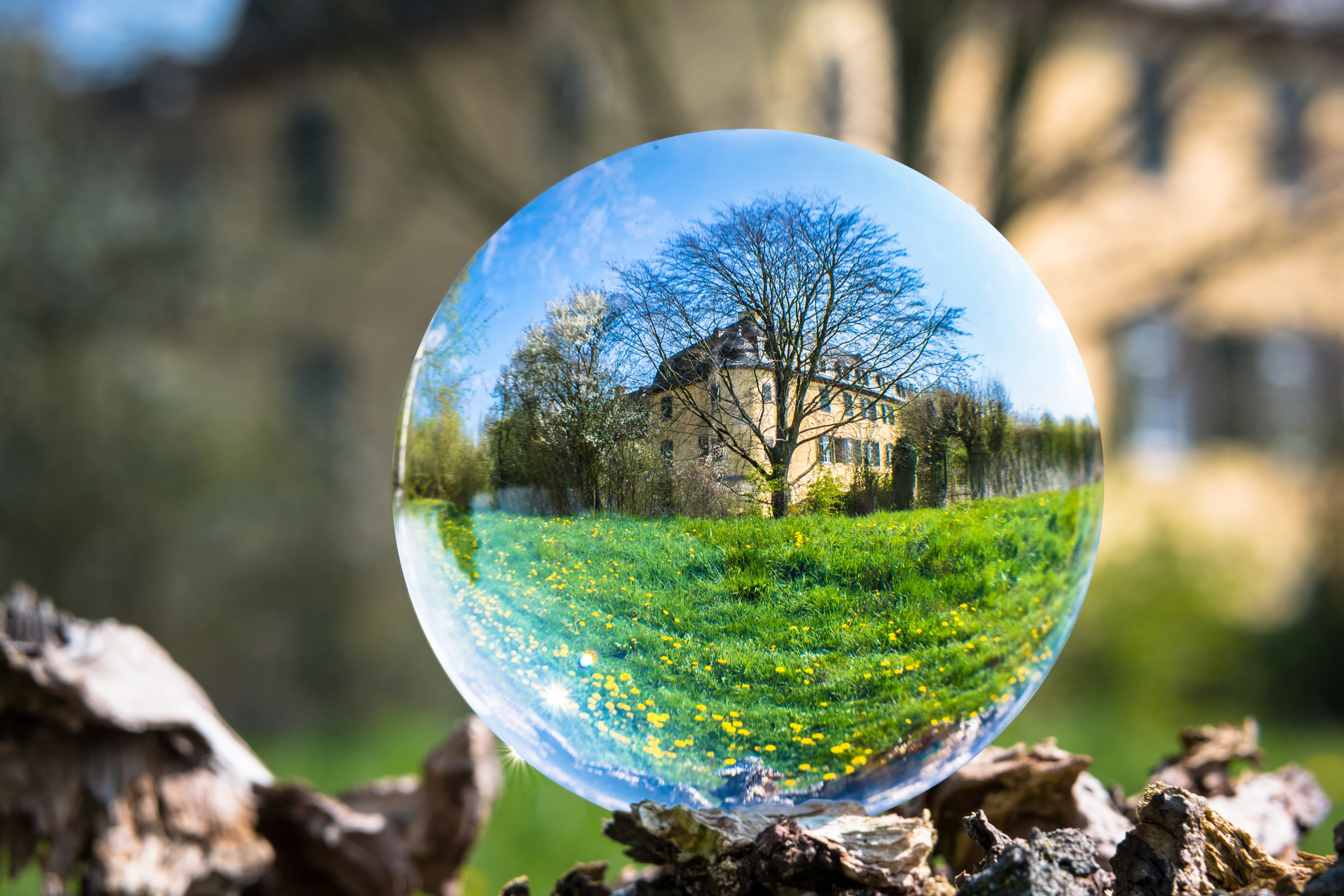 glass, castle, transparent, gentlemanly, glass ball, no people, circle, 5K, glass - material, possession, geometric shape, reflection, sphere, design, HD Wallpaper