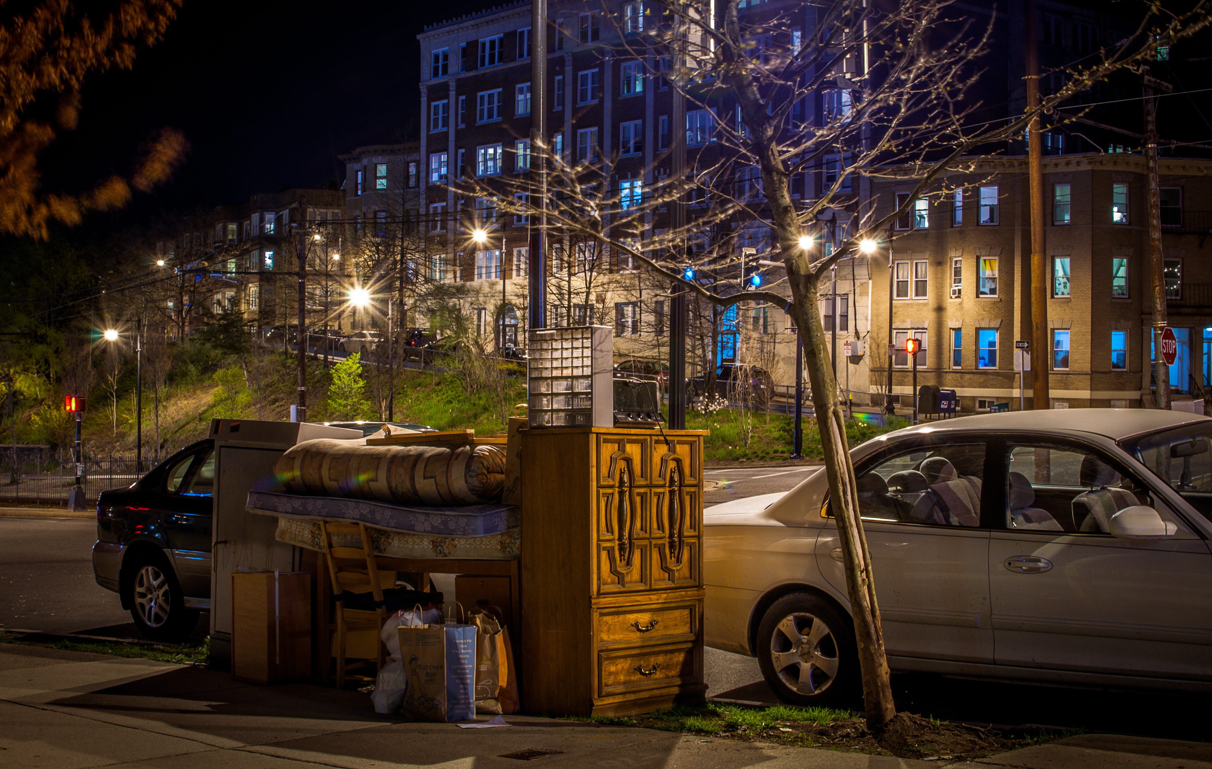 land vehicle, no people, architecture, built structure, night, illuminated, cabinet, transportation, building, fashion, mattres, nature, building exterior, HD Wallpaper