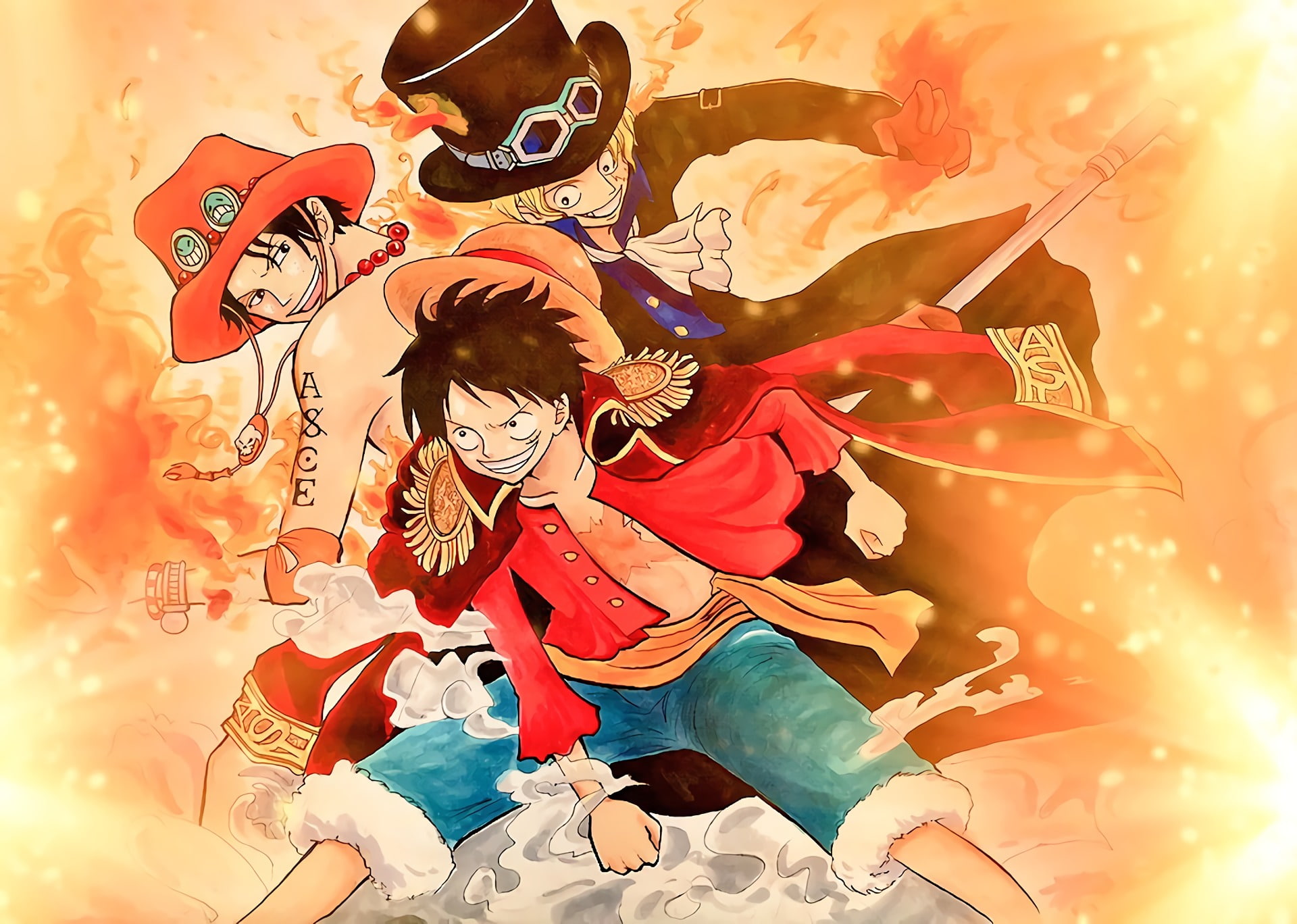 Anime, 1080P, Sanji (One Piece), Monkey D. Luffy, Portgas D. Ace, One Piece, HD Wallpaper