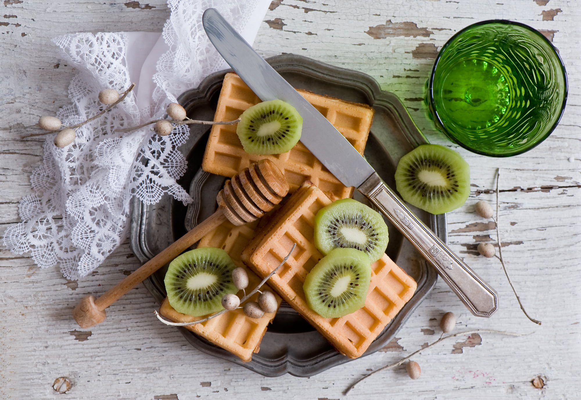 food and drink, dieting, homemade, kiwi - fruit, meal, choice, wood - Material, vegetarian Food, no people, wellbeing, food, viennese wafers, juice, dessert, HD Wallpaper
