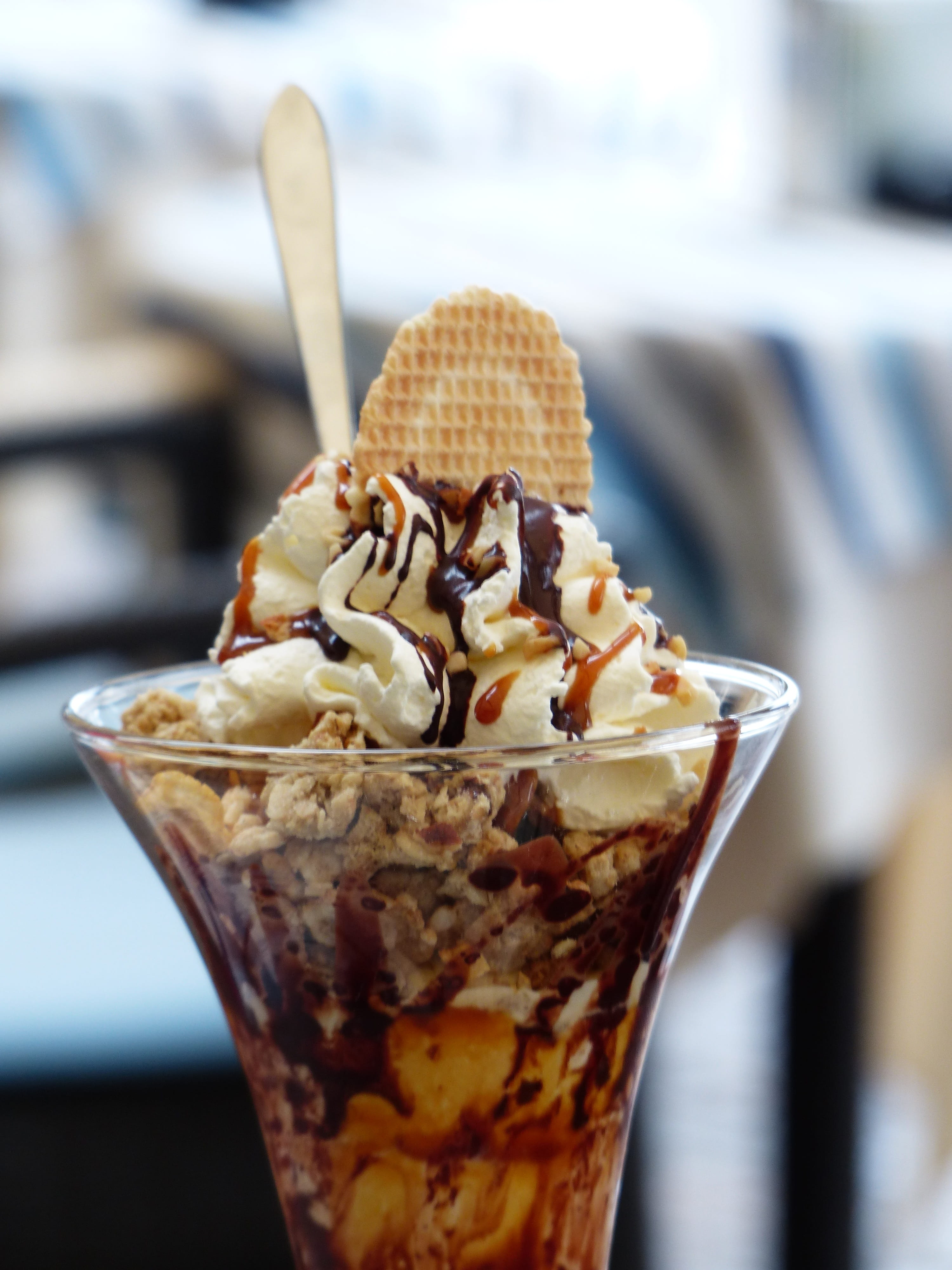 temptation, whipped cream, ready-to-eat, cone, chocolate, food and drink, ice cream, ice, frozen sweet food, unhealthy eating, summer, freshness, 4K, frozen food, Phone HD Wallpaper