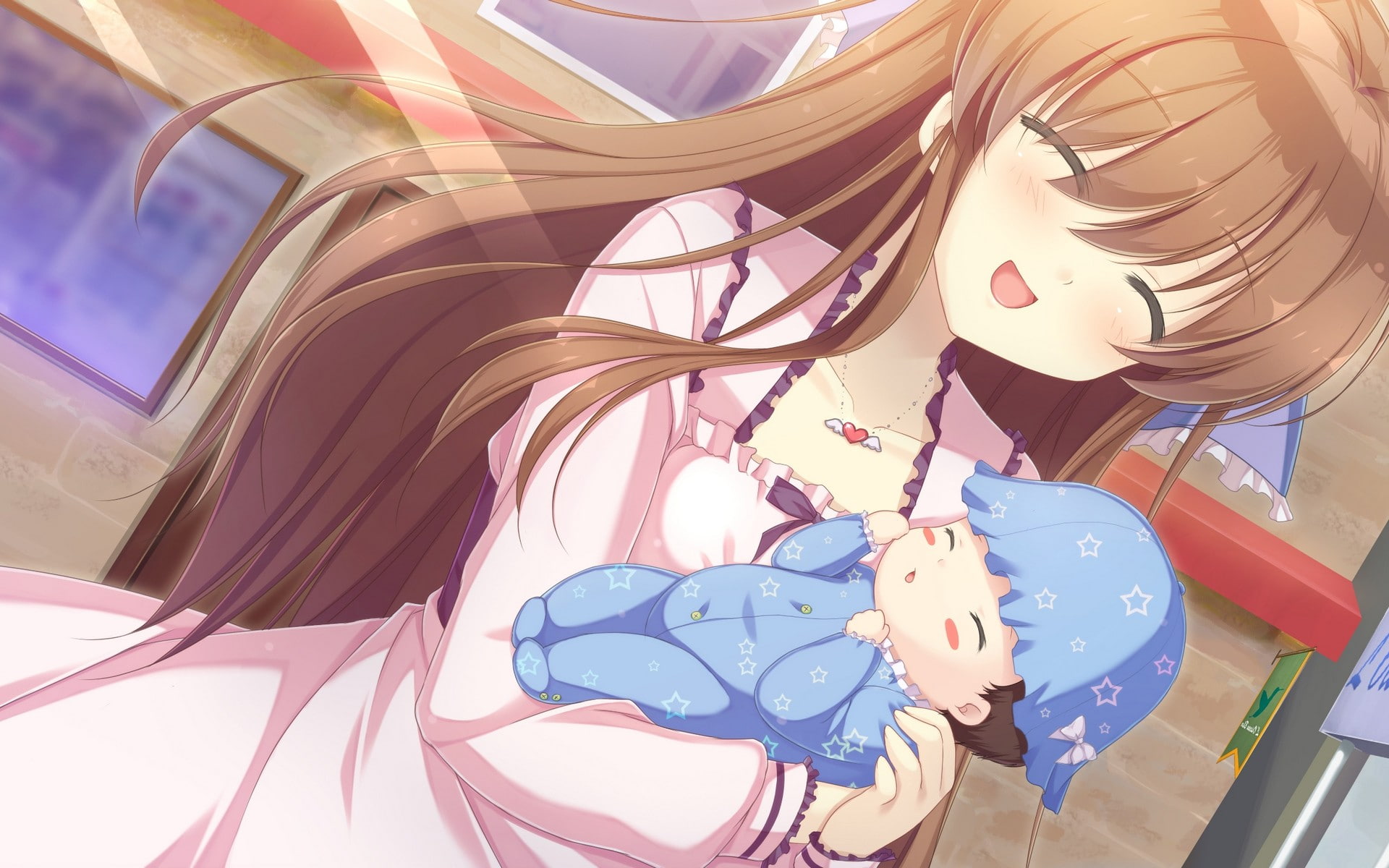 baby, anime girls, closed eyes, 1080P, visual novel, Mizu no Miyako no Patisserie, Kanda Mari, HD Wallpaper