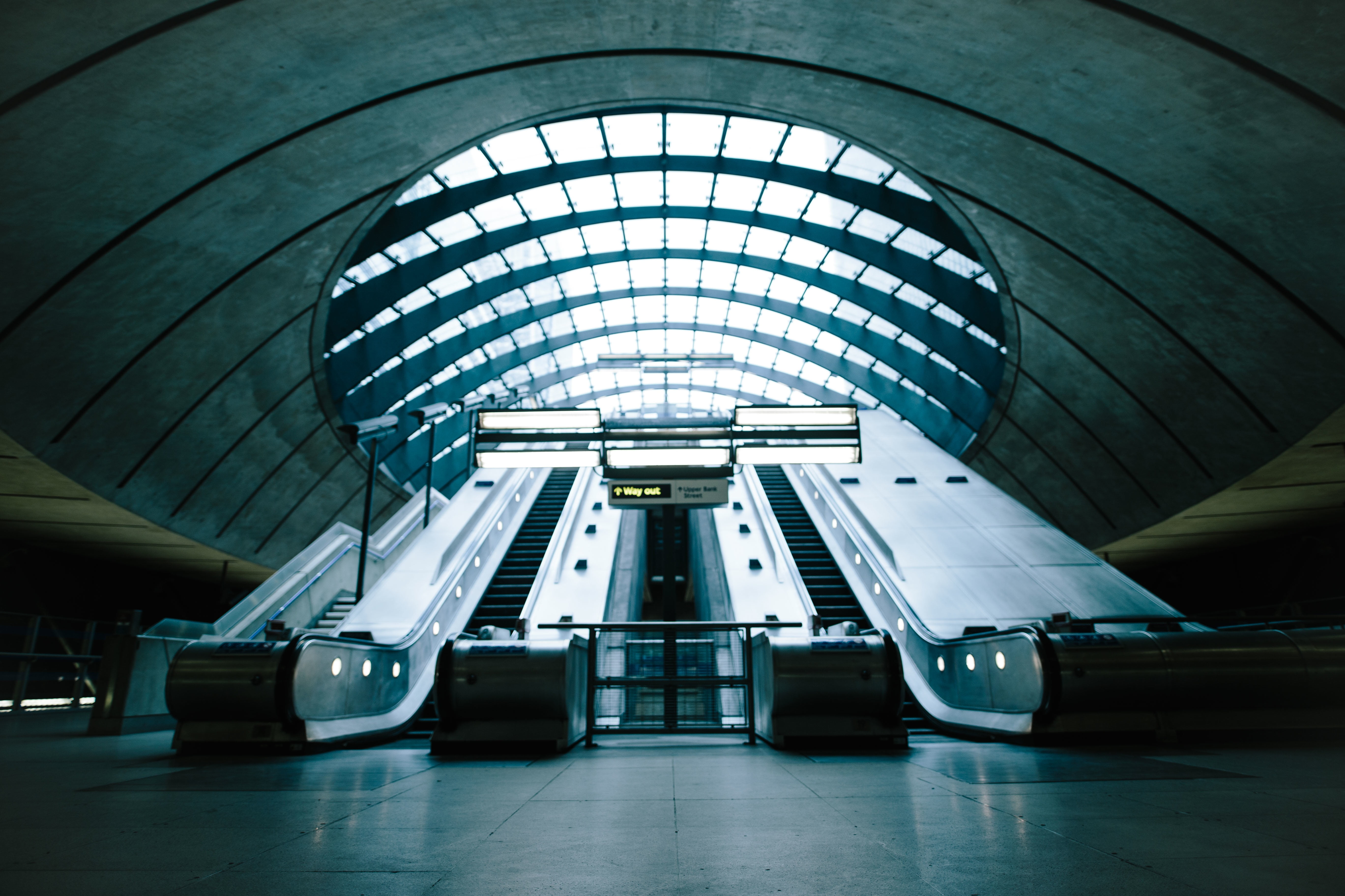 subway station, glass, public transportation, indoors, escalators, travel, no people, day, exit, mode of transportation, stairways, architecture, built structure, HD Wallpaper