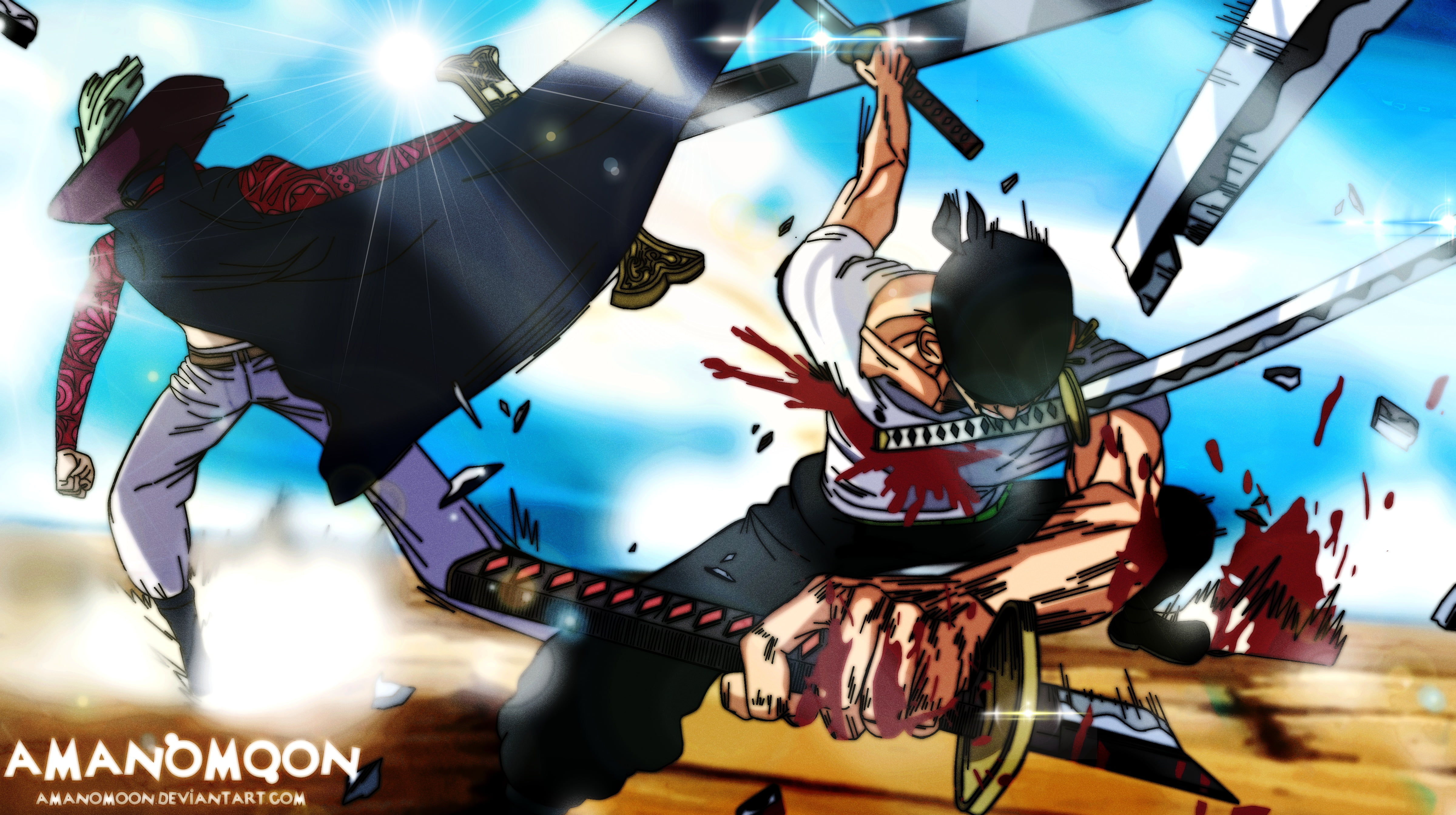 One Piece, Dracule Mihawk, Roronoa Zoro, 4K, HD Wallpaper
