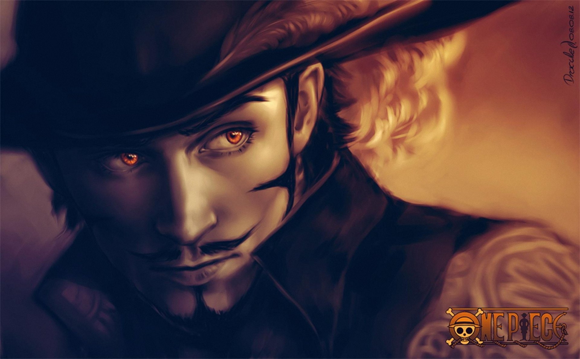 one, dracule, man, eyes, 1080P, piece, mihawk, hat, pen, HD Wallpaper