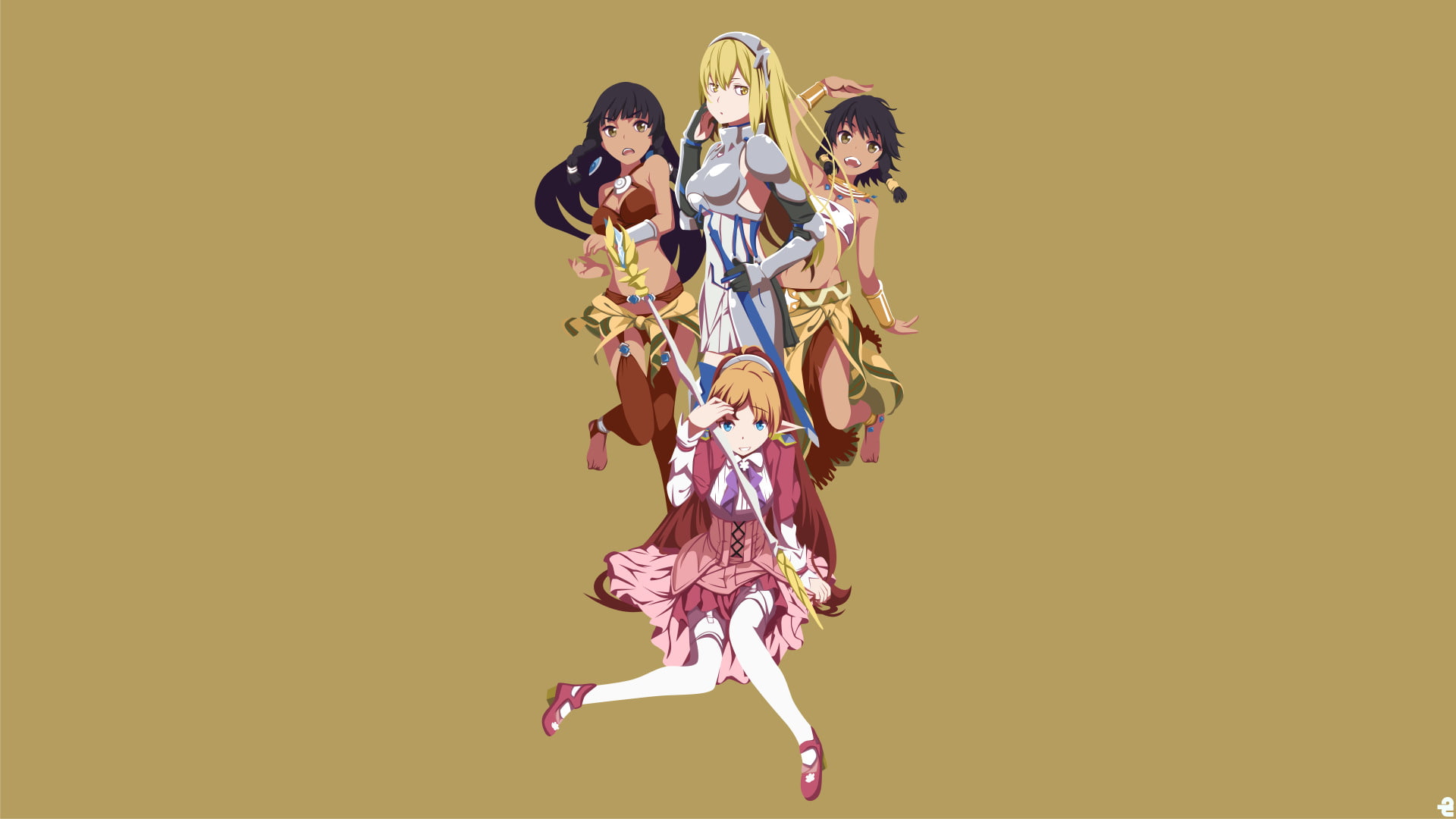 1080P, Tione Hiryute, Anime, Danmachi: Sword Oratoria, Tiona Hiryute, Aiz Wallenstein, Lefiya Viridis, HD Wallpaper