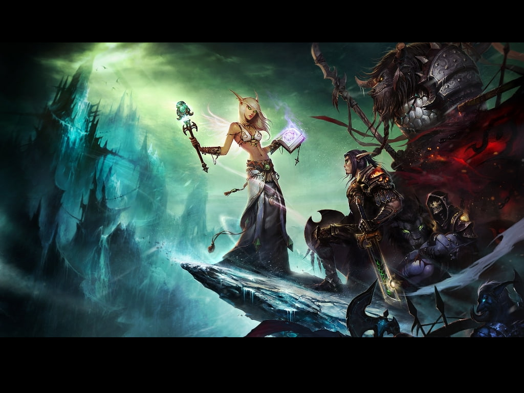 video games, warrior, fantasy Art, 480P, world of warcraft, Magic, digital art, sword, books, Dark Elf, elves, HD Wallpaper
