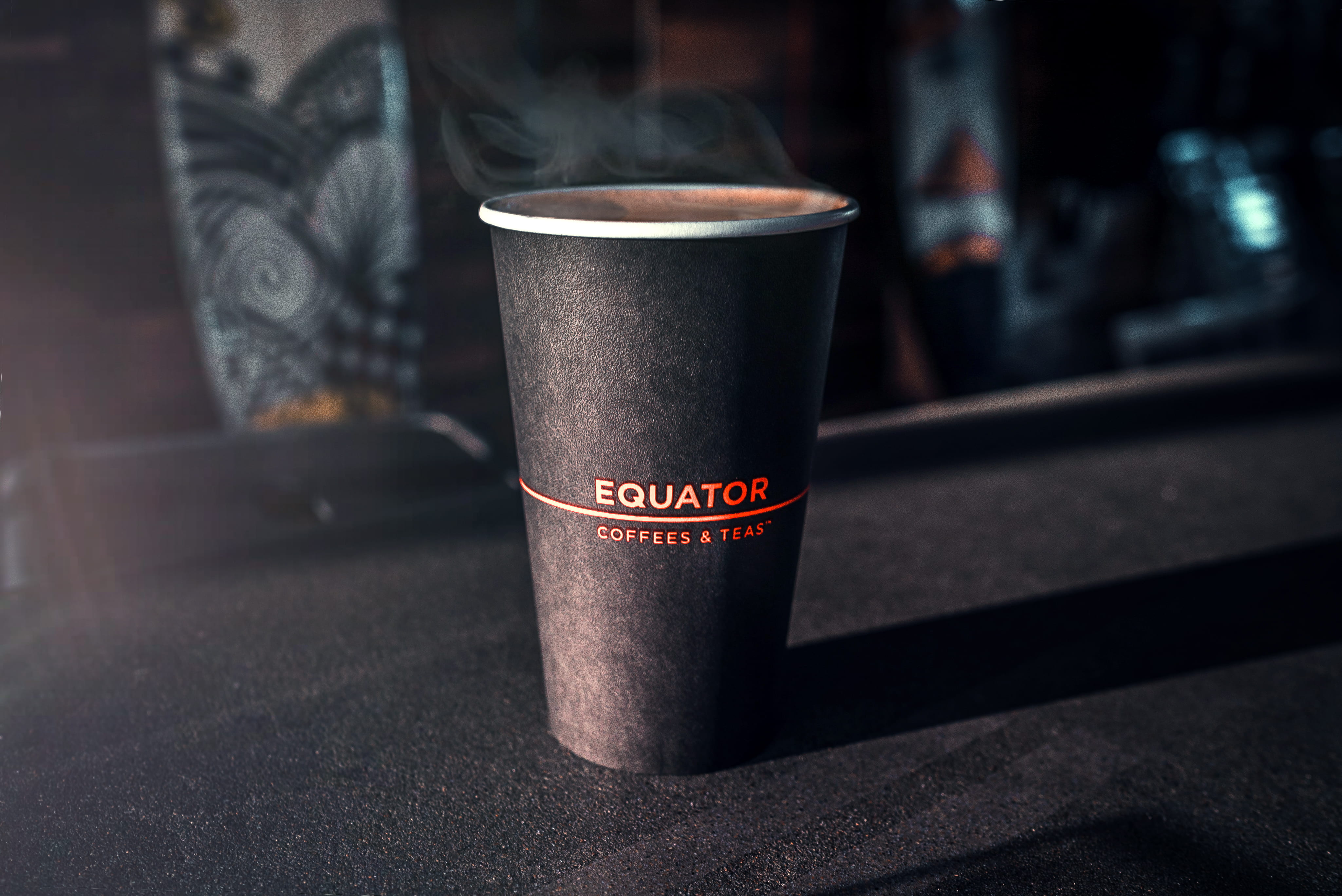 coffee, focus on foreground, close-up, black and red, disposable cup, indoors, still life, orange, cup, paper, disposable, black, heat - temperature, coffee - drink, HD Wallpaper