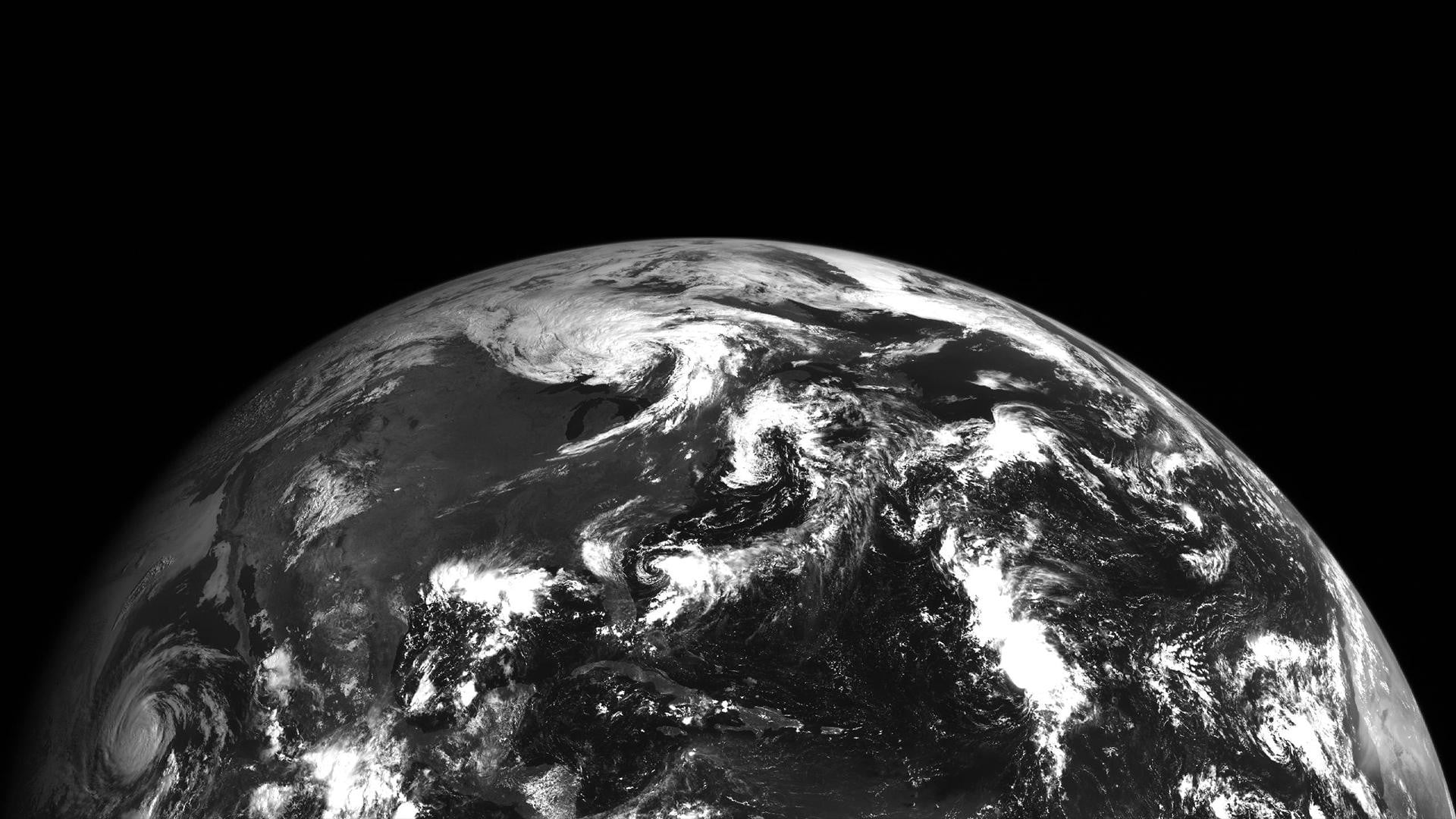 satellite view, night, space, black background, planet earth, photo, single object, nature, geometric shape, astronomy, curve, sphere, earth, outdoors, HD Wallpaper