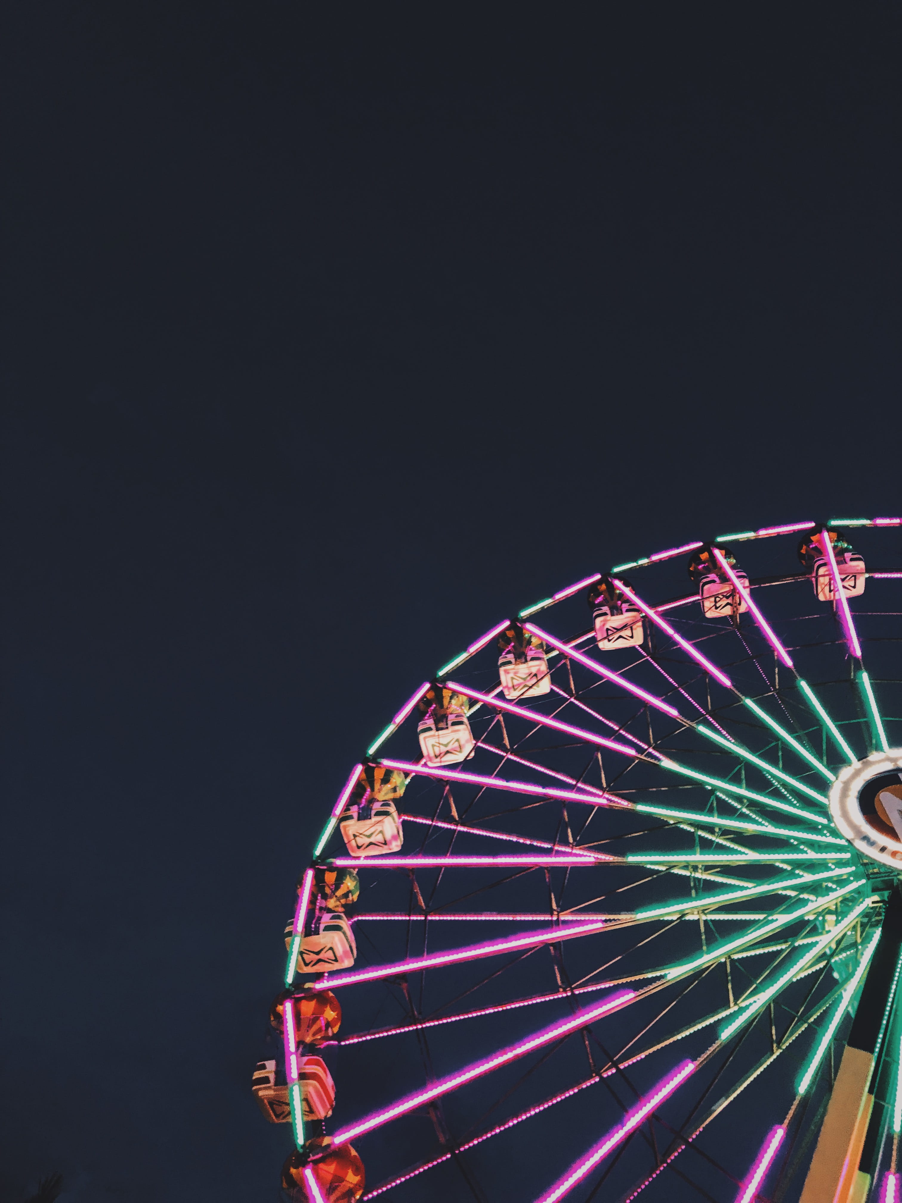 theme park, glowing, amusement park ride, enjoyment, recreation, arts culture and entertainment, fairground, neon, carnival, nature, ferris, leisure activity, Phone HD Wallpaper