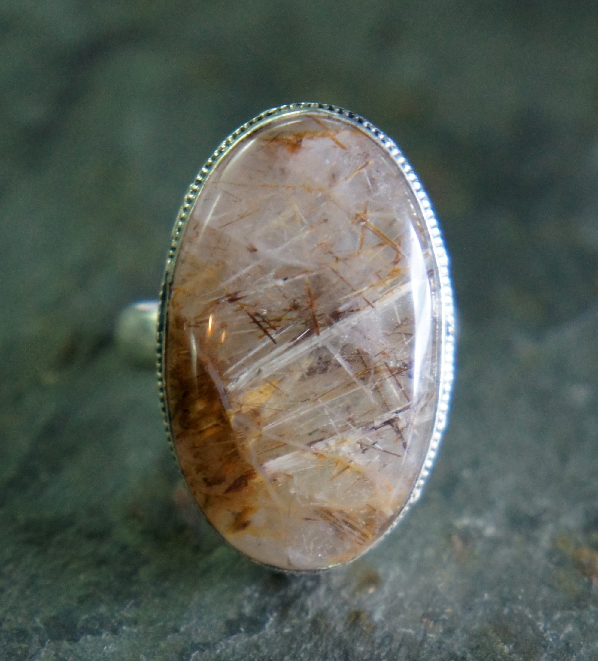 cabochon, golden, rutilated quartz, marine, selective focus, jewelry, single object, geometric shape, gem, no people, antique, Golden, nature, shape, high angle view, Phone HD Wallpaper