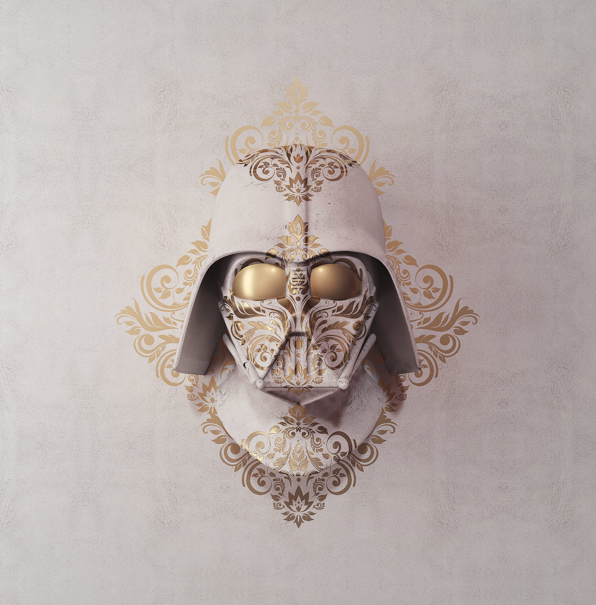 billelis, Darth Vader, Star Wars, gold, 1080P, white, Phone HD Wallpaper